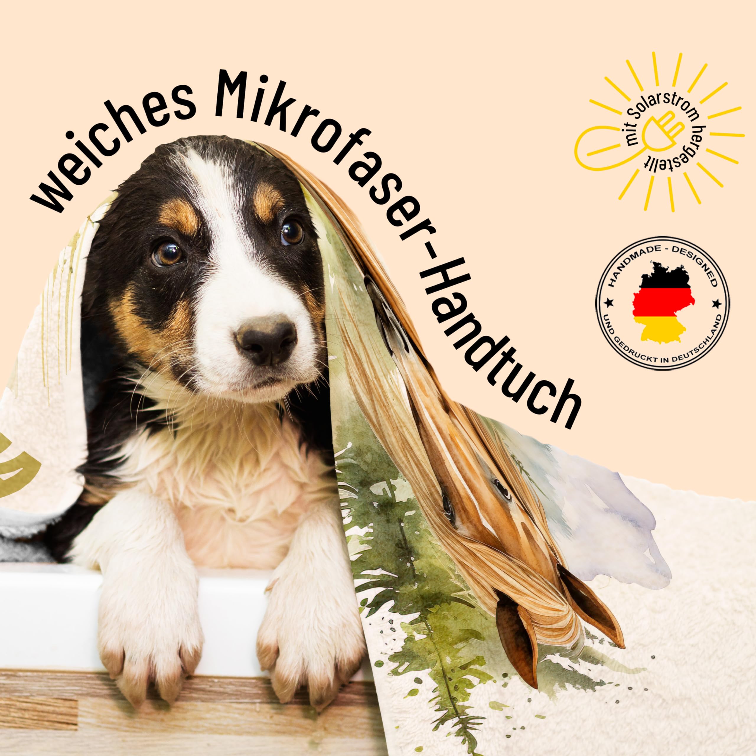 Handtuch mit Namen „Pferd Watercolor“ – Einzigartiges, bedrucktes Handtuch als persönliches Geschenk - Personalisierte Geschenke mit Pferd für Pferdeliebhaber (Pferd Watercolor, 70 x 140 cm)