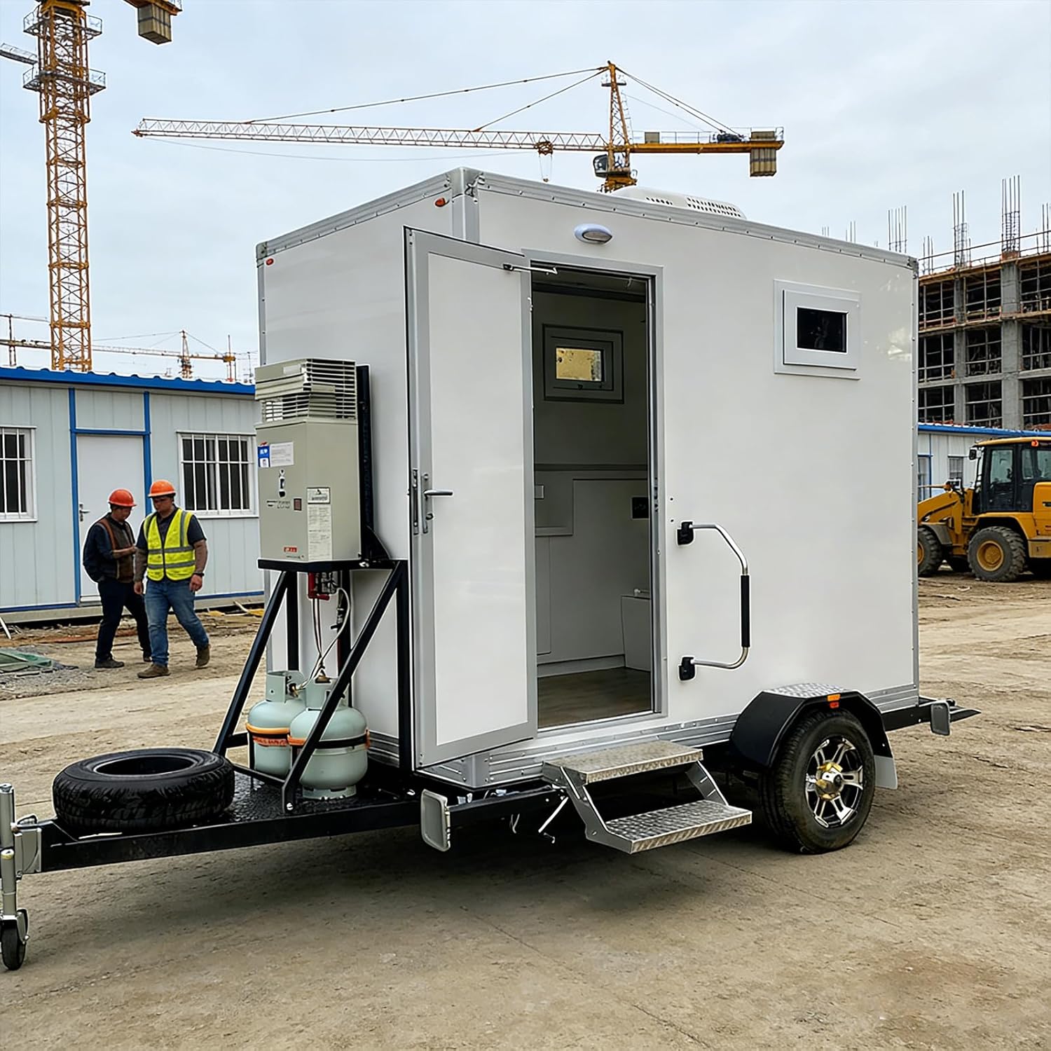 Mobile Toilet Trailer, Heavy-Duty Portable Container Restroom for Construction Sites, Industrial Projects & Long-Term Job Sites