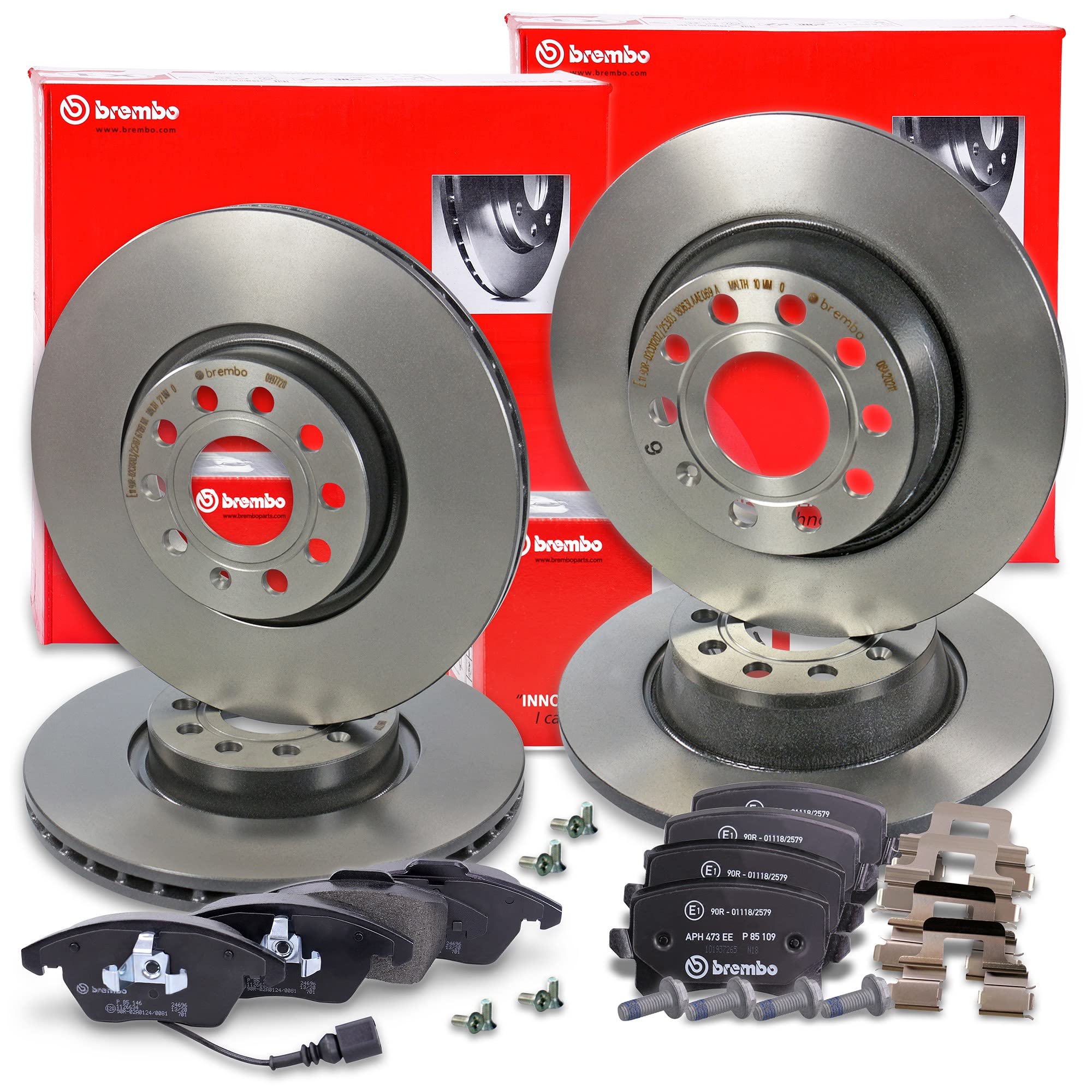 BREMBO Set di freni Coated Disc Line incl. dischi freno anteriori Ø 312 mm ventilati + posteriori Ø 282 mm pieni + pastiglie freno anteriori e posteriori + contatto di usura