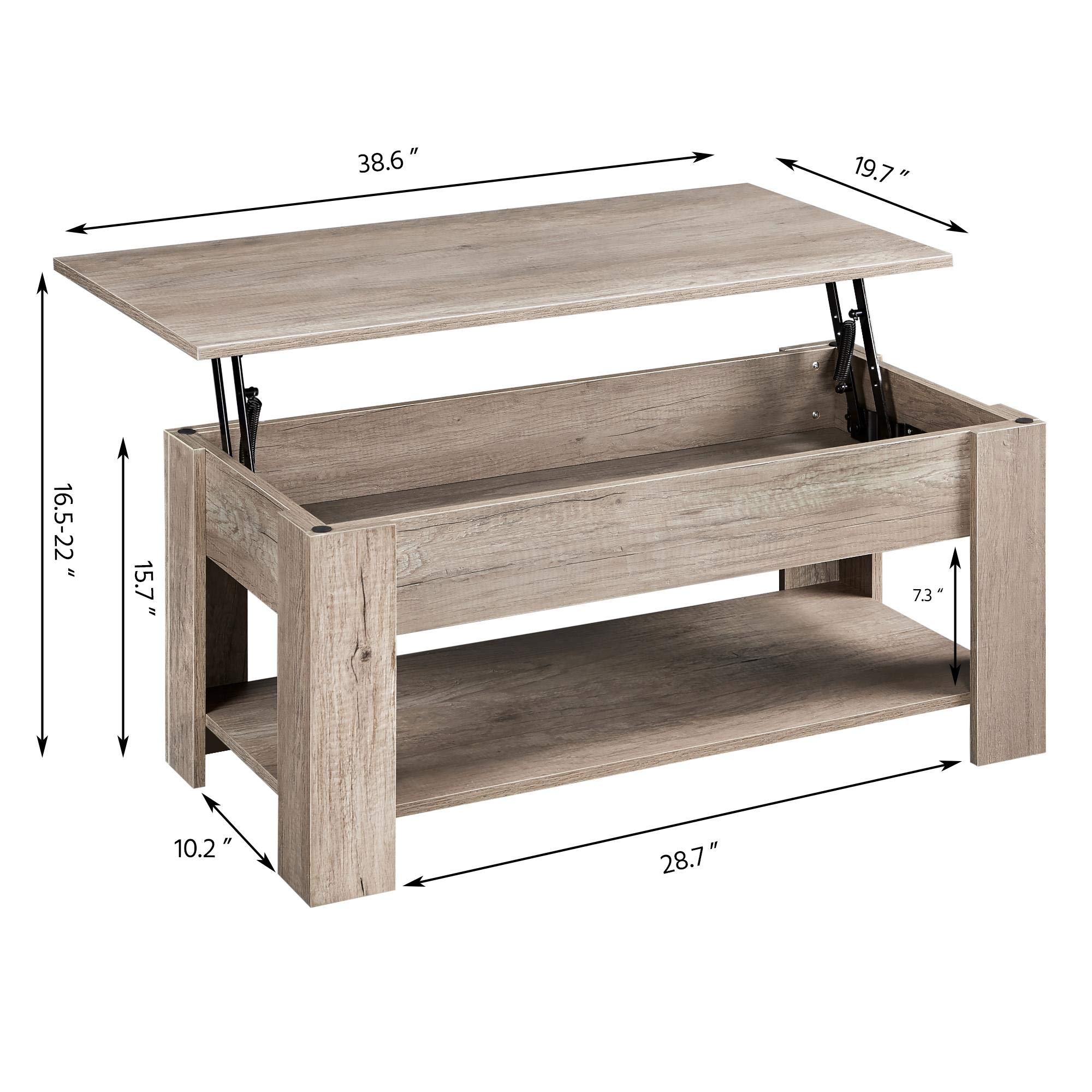 Yaheetech Lift Top Coffee Table w/Hidden Compartment & Storage Rustic Dining Table for Living