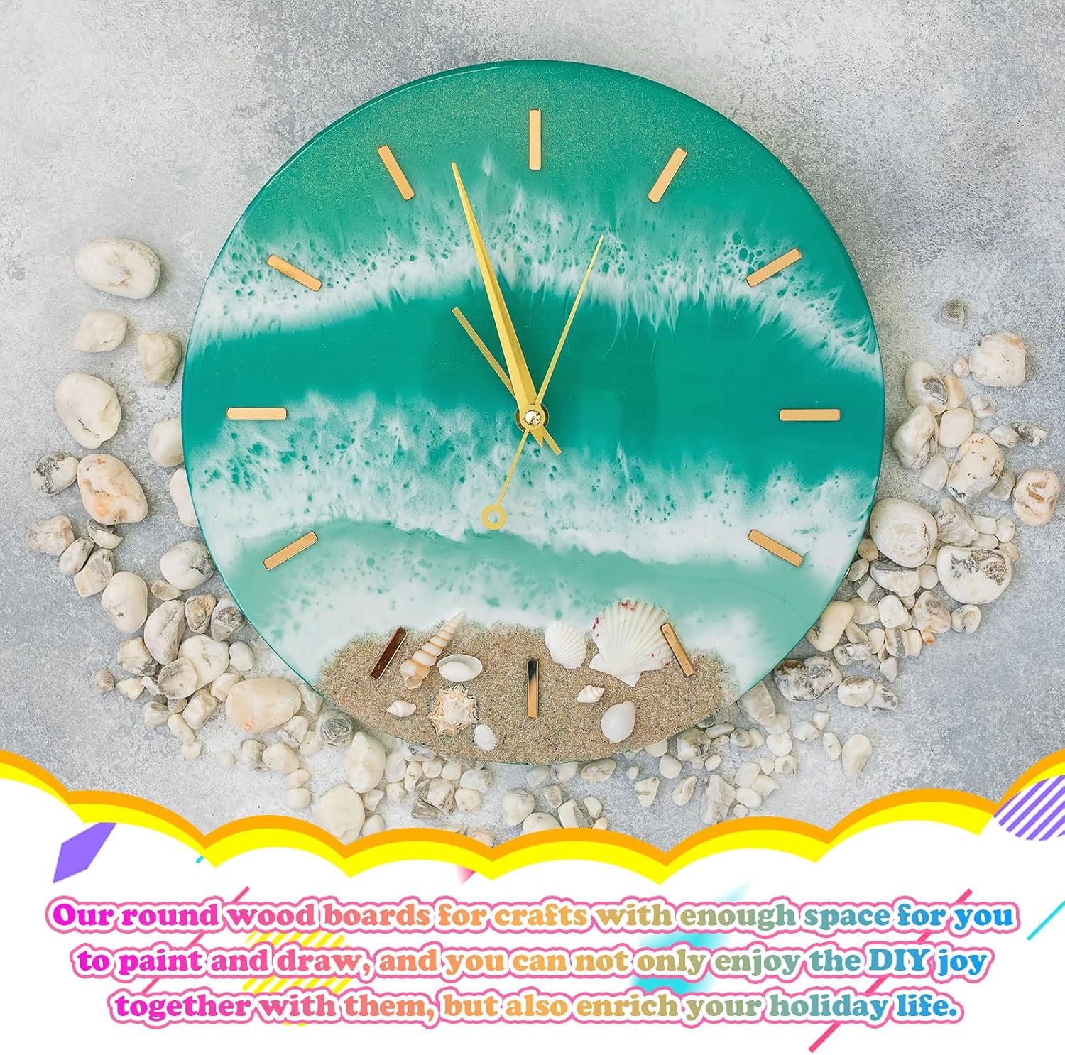 Geelin 6 Pcs Unfinished Round Wood Canvas Panels for Painting 8 Inch/12 Inch Circle Wood Panels Round Cradled Wooden Board Tray for Christmas DIY Gifts Oil Pouring Art Crafts Acrylics Painting