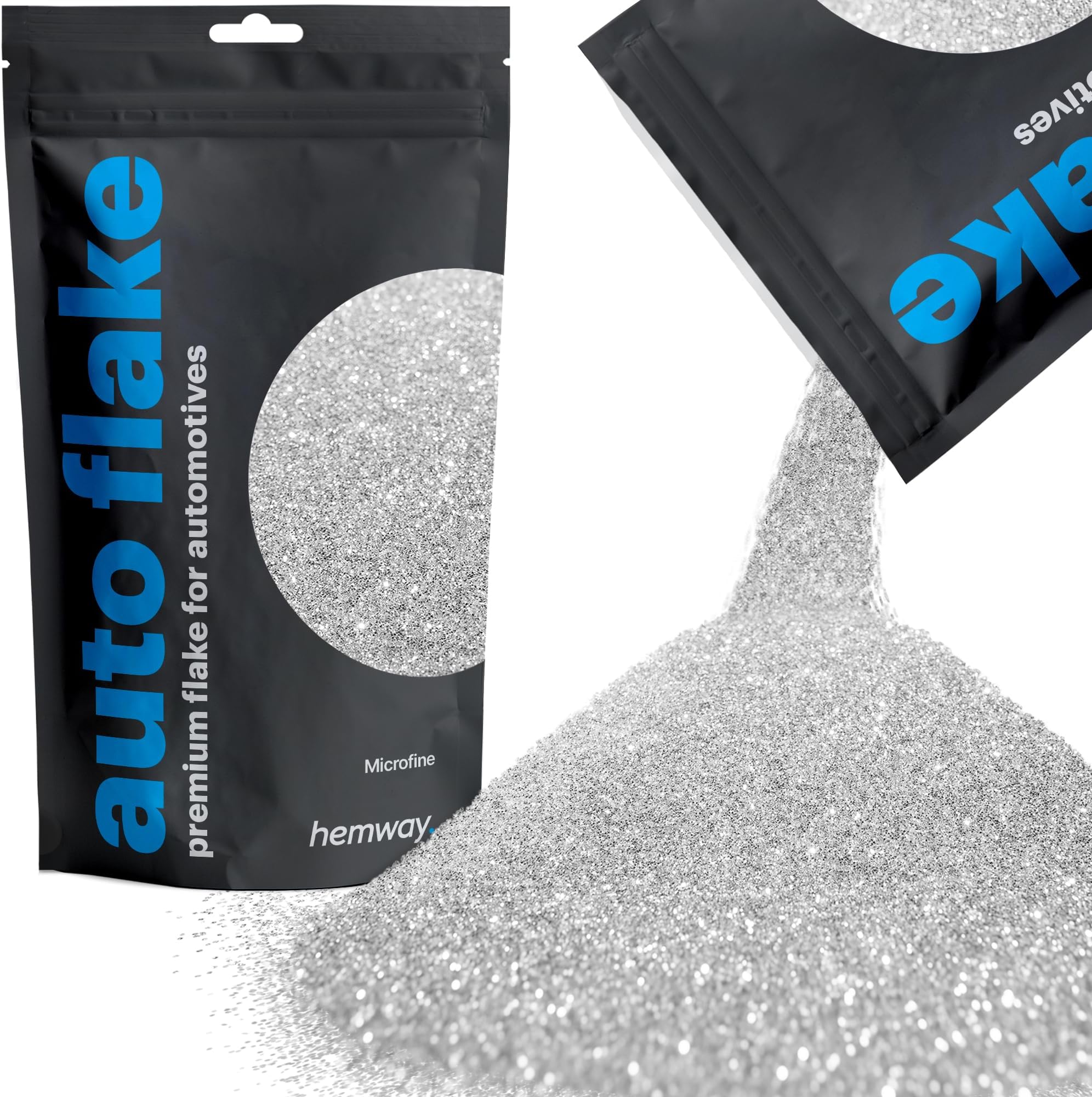 Hemway Auto Flake Glitter Additive for Paint, 100g, Microfine Silver Metal Flake for Custom Auto Paint & Coatings, for Car, Motorbike, Truck, Vehicles, Automotives