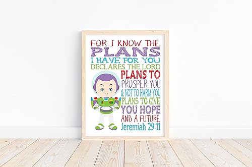Miniatura 5 de Buzz Lightyear Toy Story Christian Nursery Little Boys Room Unframed Print For I Know The Plans I Have For You Jeremiah 2911