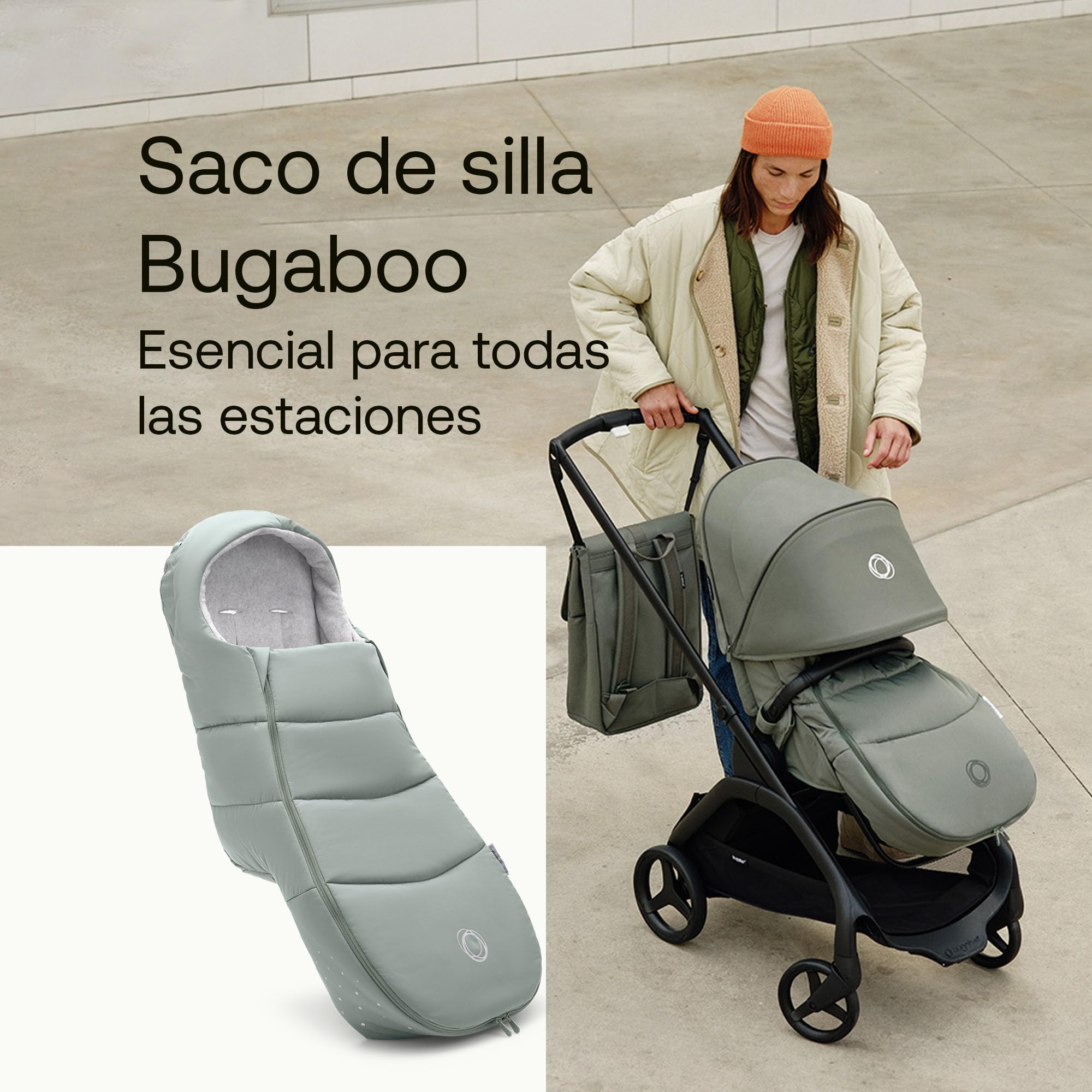 Bugaboo Saco de Silla, Accesorio imprescindible para el Carrito, Impermeable y para Todas Las Estaciones, calentito y Transpirable en Pine Green