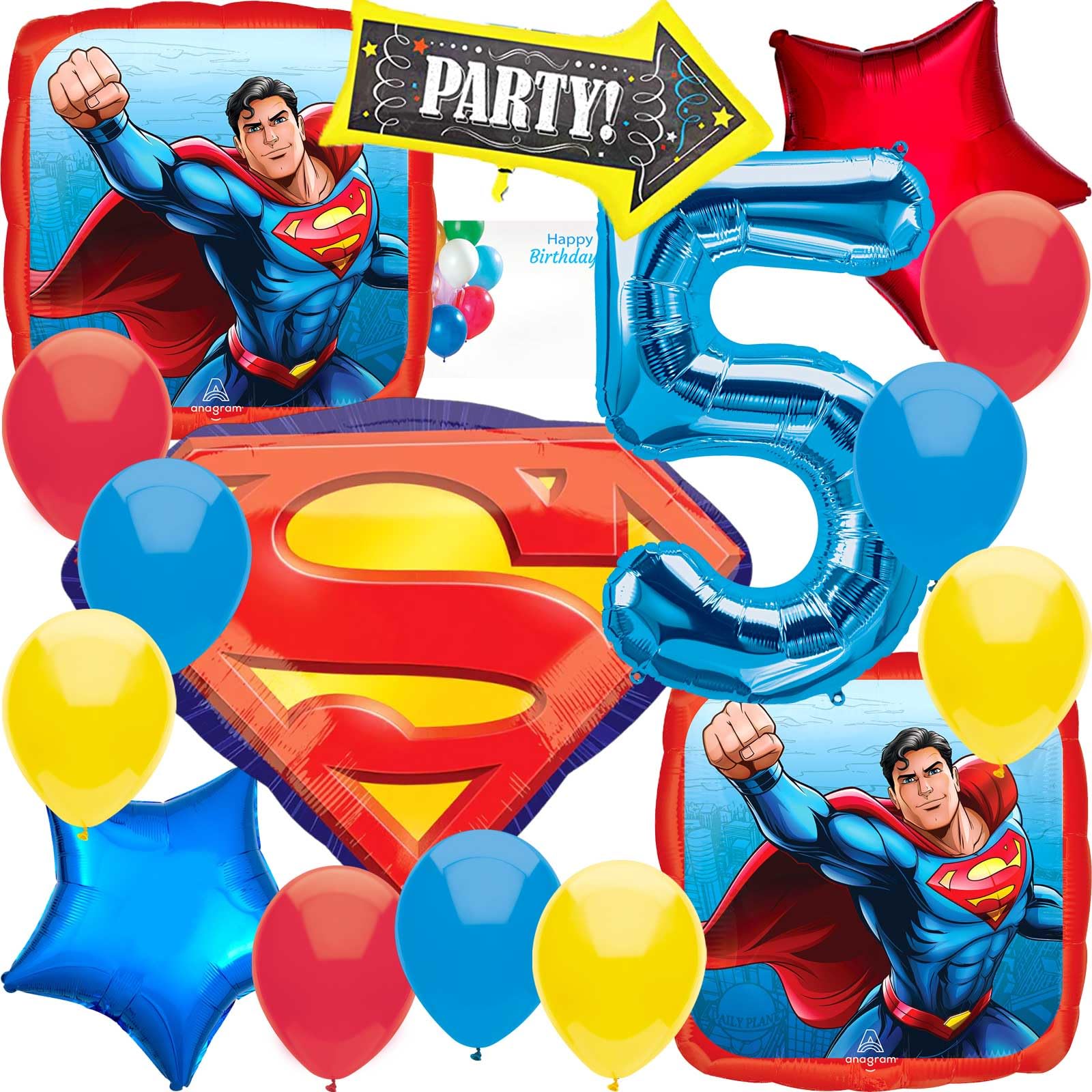 Anagram Balloons 5th Birthday Party Supplies Balloon, Multicolored, Party Accessory