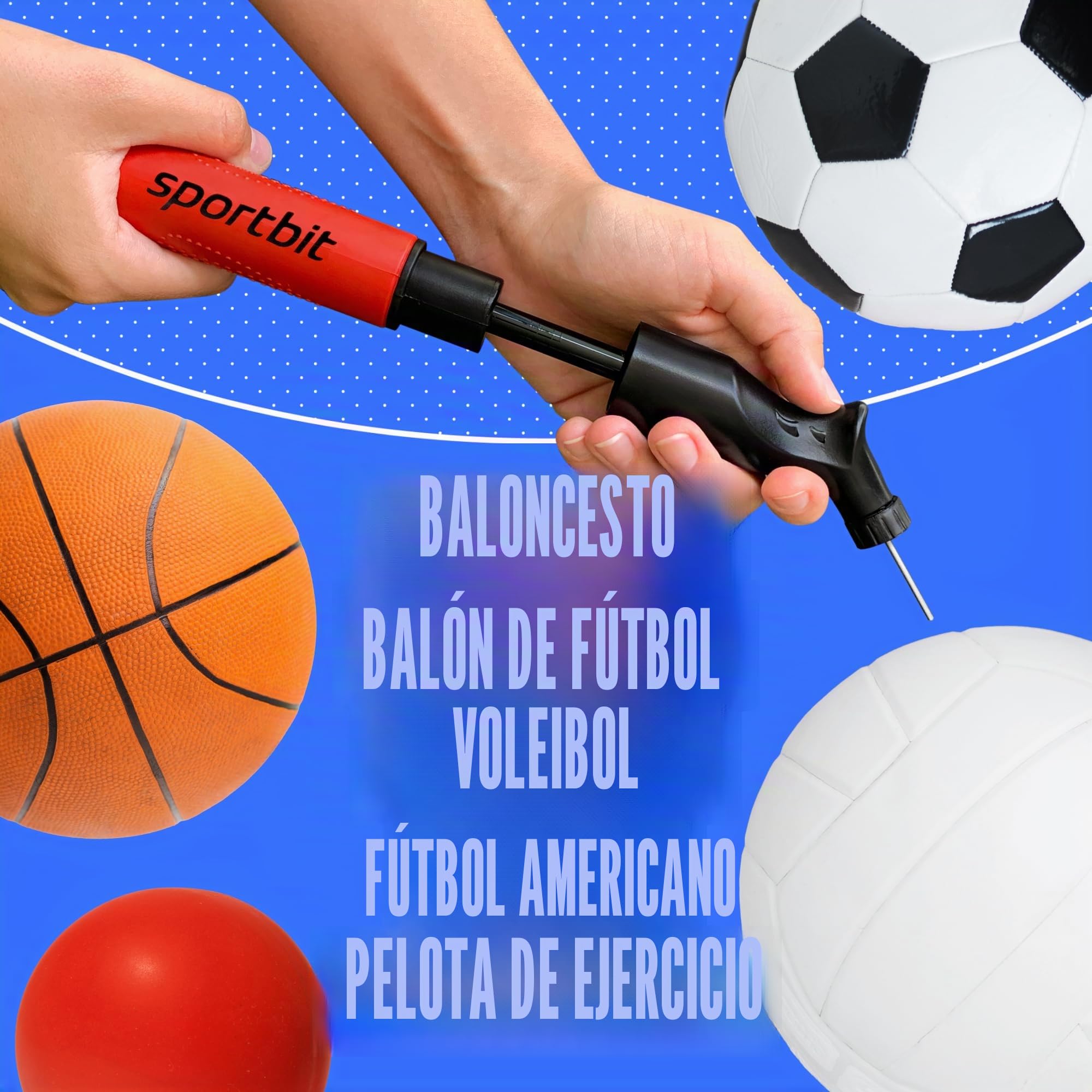 Bomba para Balones SPORTBIT con 5 Agujas – Inflado Push & Pull