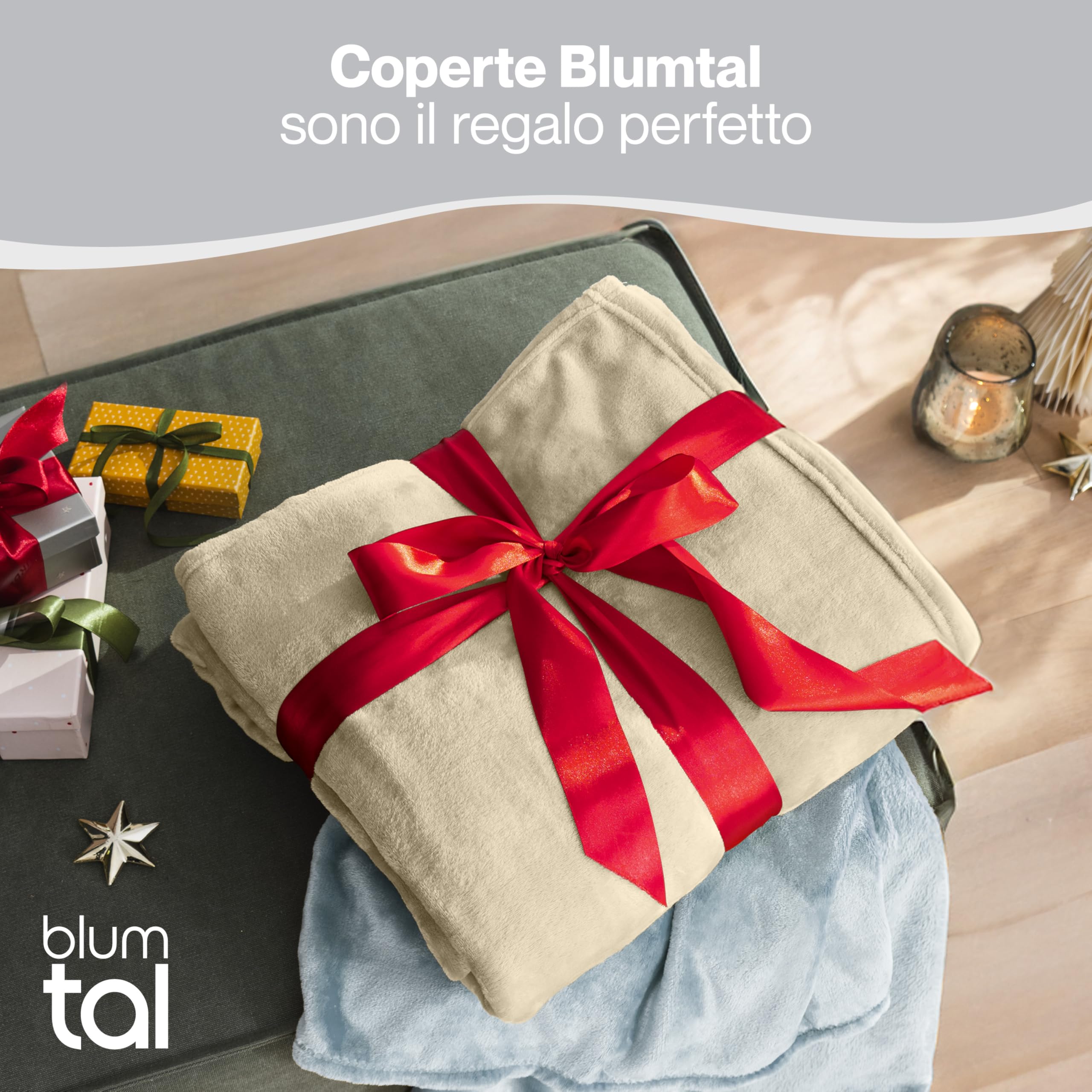 Blumtal Coperta Pile 220x240cm - Coperta Plaid divano super morbida - Coperta Divano certificata OKEO-Tex - coperta per divano - coperta invernale - coperte in pail - plaid matrimoniale - color sabbia