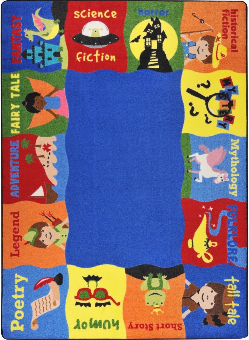 Joy Carpets Kid Essentials Read Me A Story Childrens Rugs, Multicolor, 7'8" x 10'9"