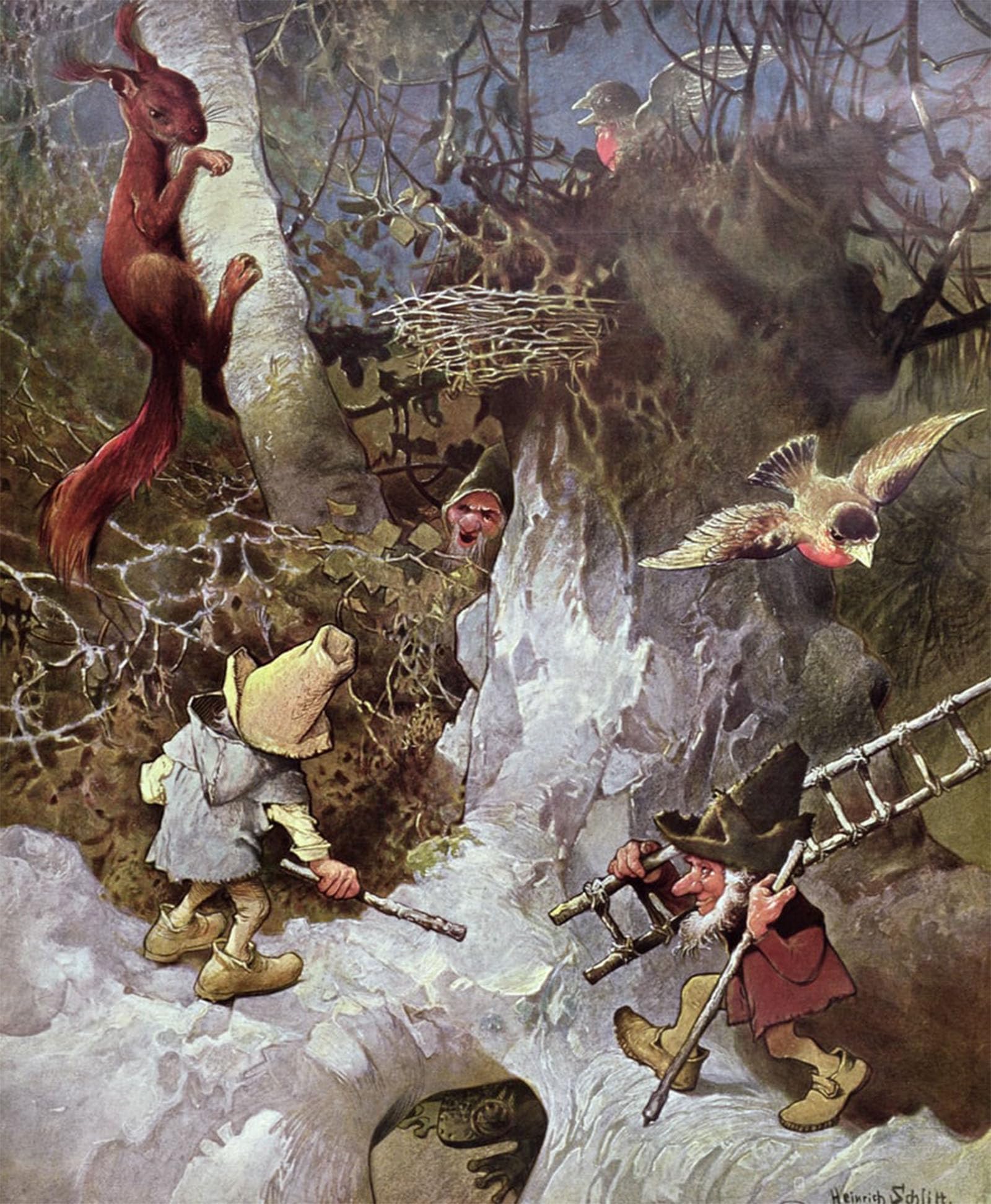 ARTXLXXBN Famous Art Print Poster Vintage Wall Art Gnomes by Heinrich Schlitt Canvas Art Poster for Home Decor 60x90cm
