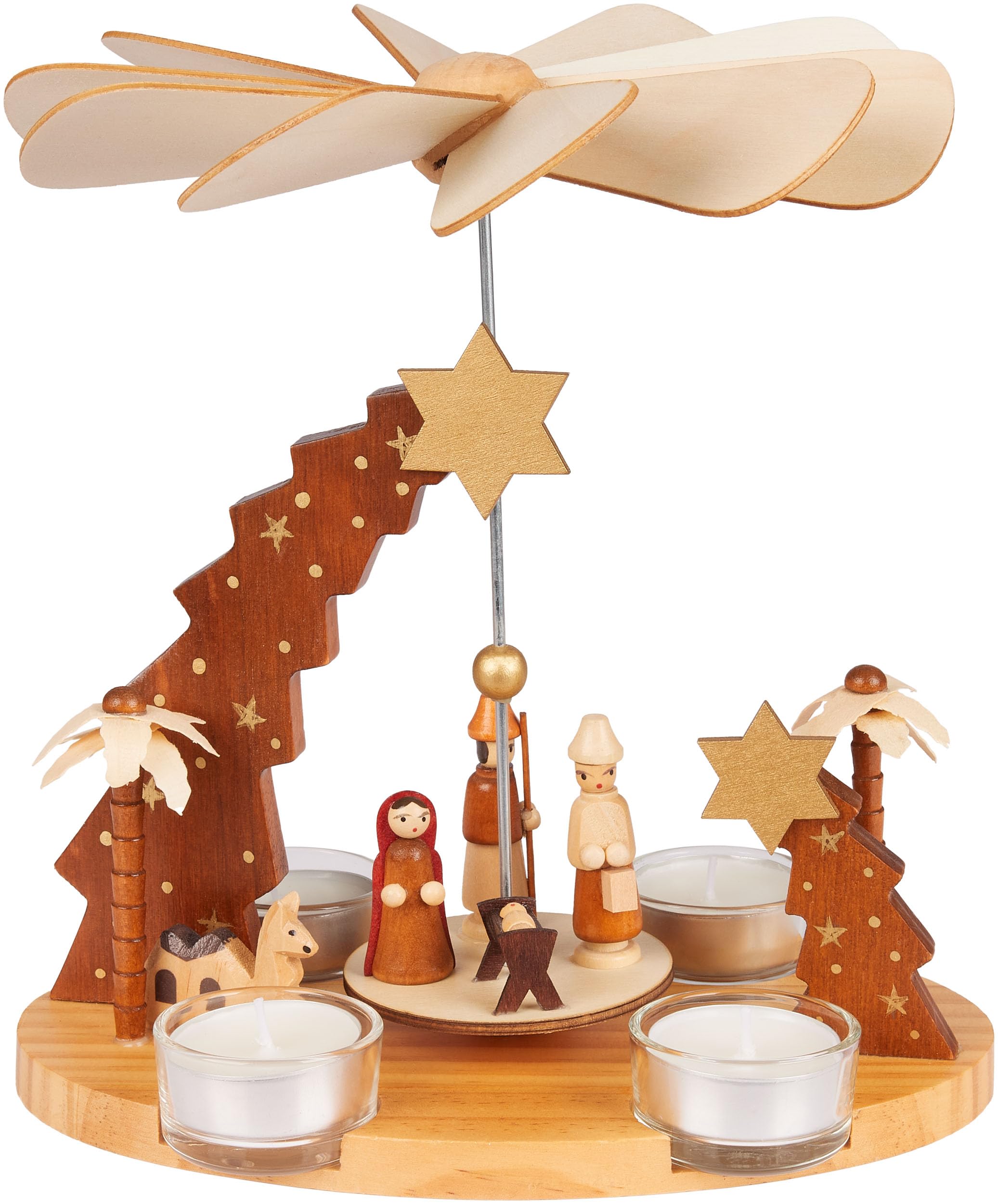 BRUBAKER Portacandele A Forma Di Presepe, 29 Cm, Con Figure Dipinte A Mano (Gesù, Maria, Giuseppe, Re Magi, Angelo). Per Candele Diametro 3 Cm. Ideale Come Corona D'Avvento.