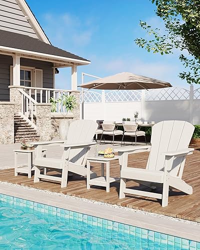 Miniatura 8 de GAOMON Modern Foldable Adirondack Chair with Cup Holder for Poolside Backyard Garden, All-Weather Outdoor Lawn Chair, Textured Wooden, Patio