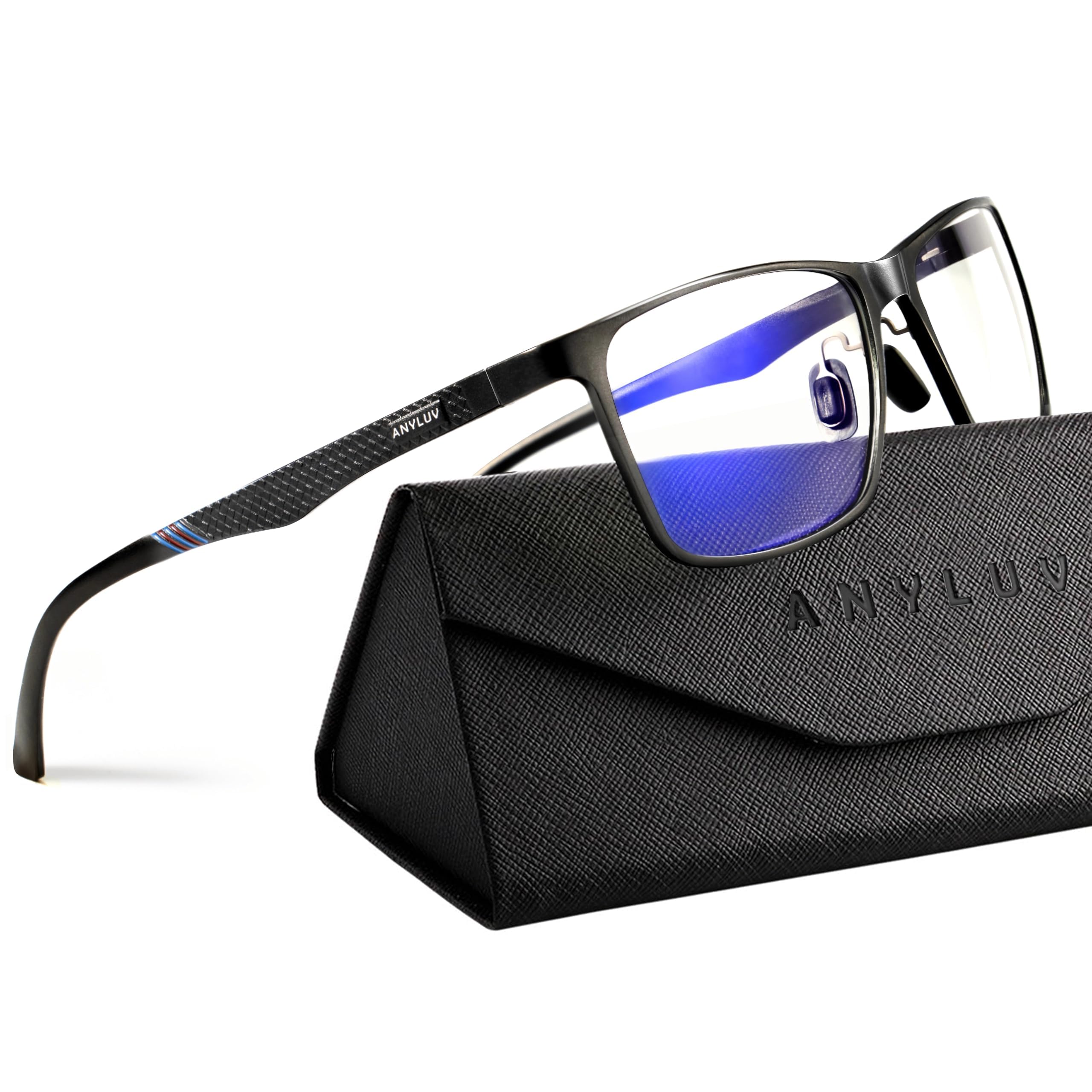 ANYLUV Blue Light Glasses Men Relieve Eyestrain and Eye Protection Al-Mg Metal Computer Blue Light Blocking Glasses