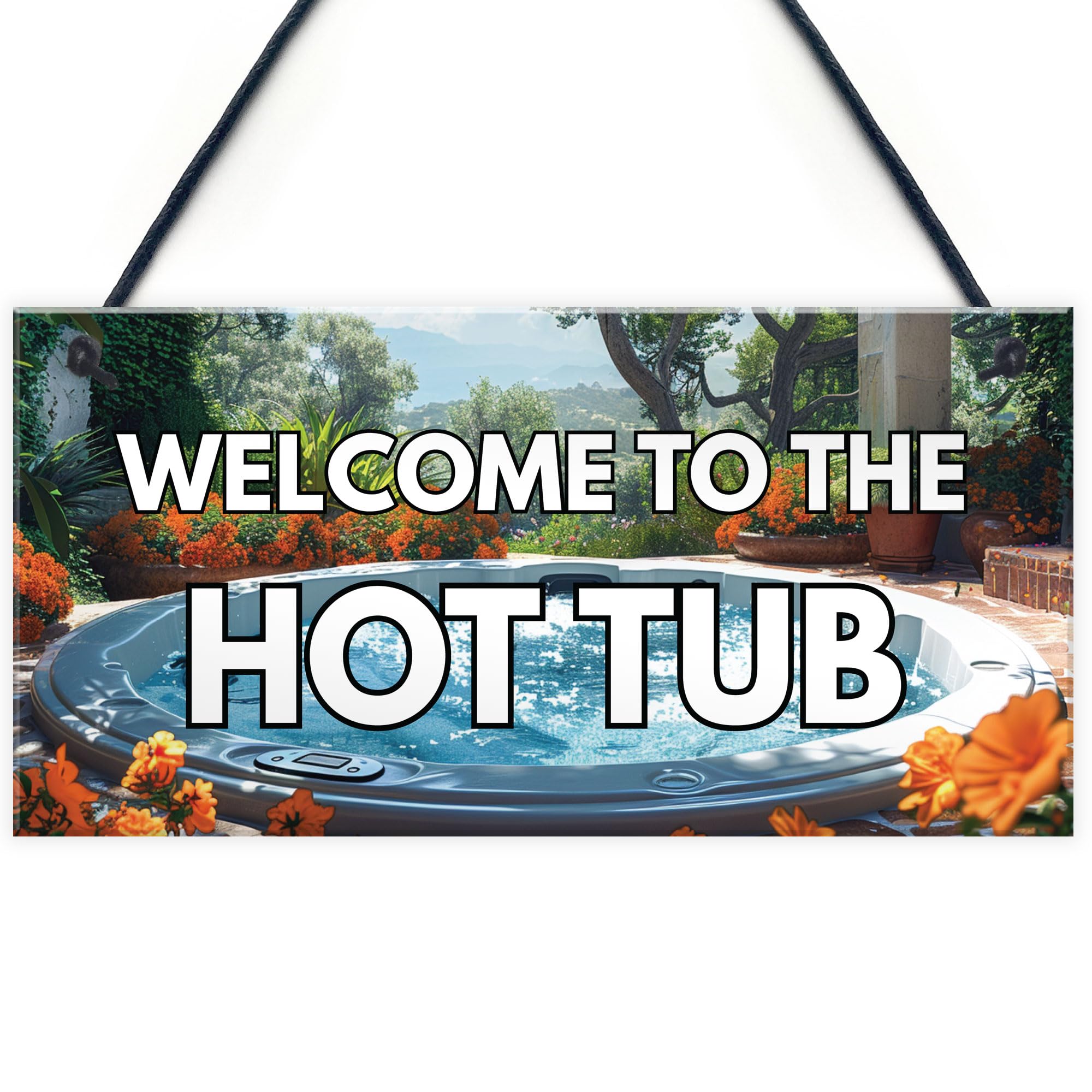 Red Ocean Welcome To The Hot Tub Sign, Hot Tub Accessories, Hot Tub Garden Sign, Hanging Shed Wall Fence Plaque For Hot Tub, Hot Tub Garden Party Decor, Garden Shed Signs