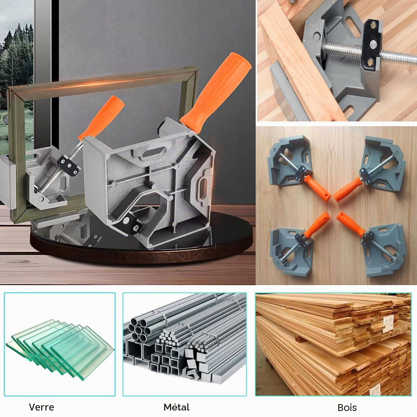 4 Pièces Étau D'angle -Serre Joint Angle à 90 Degrés,Etau D'angle Alliage d'Aluminium,Pince de Soudage d'angle avec Mâchoire Pivotante Réglable, pour Outils Menuisier, Soudage de Charpentier
