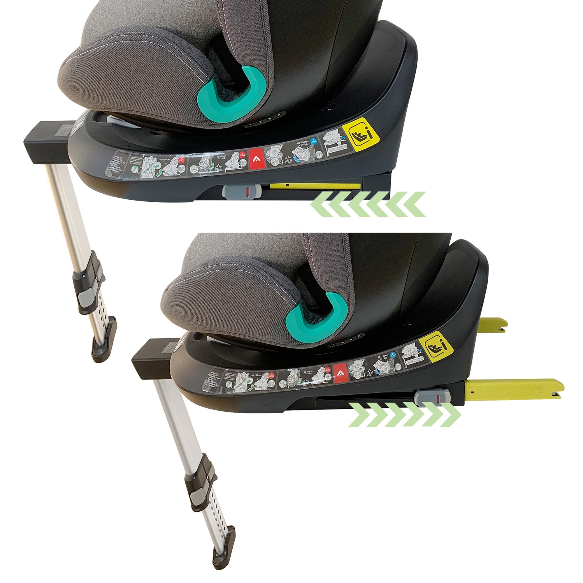 XOMAX G409 - Seggiolino girevole a 360°, base ISOFIX I con crescita, 0 – 36 kg, 0 – 12 anni, gruppo 0+/1/2/3, cintura a 5 punti, cintura a 3 punti, rivestimento lavabile I ECE R129