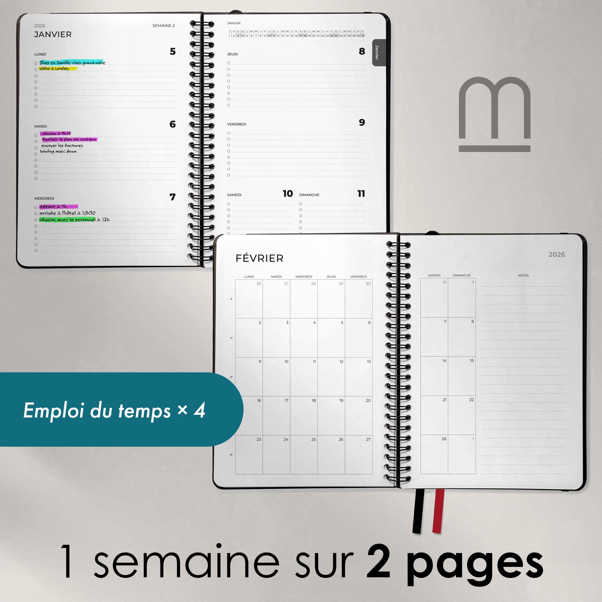 Semainier A5 Spirale Agenda Scolaire 2025-2026 A5 - Semainier Et
