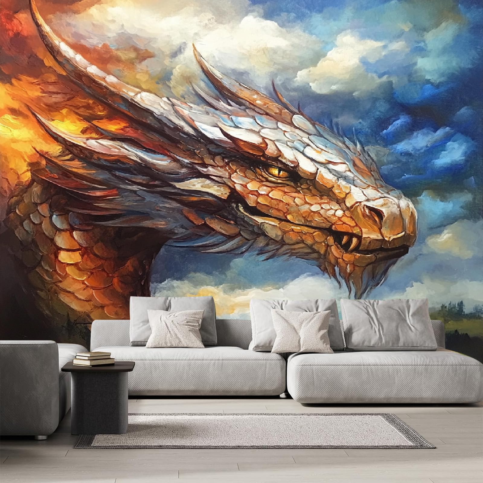 Papier peint panoramique dragon 150x100 cm poster 3D pour salon