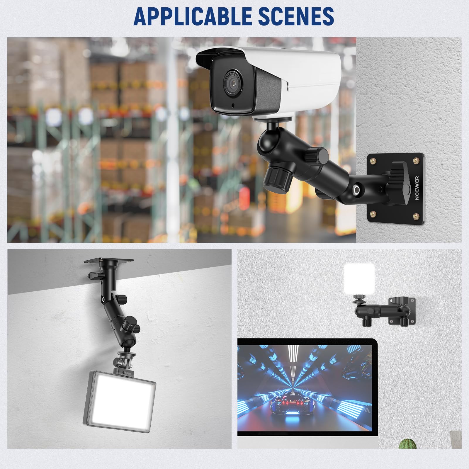 NEEWER ST-WM3 - Supporto da parete da soffitto da 5,6 cm con doppia base panoramica a 360°, testa a sfera da 1/4", 10 viti, supporto da parete per fotocamera da studio fotografico, supporto da parete