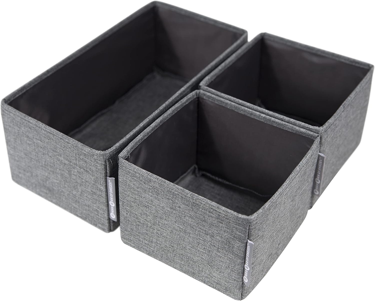 Bigso Box of Sweden Set of 3 Fabric Drawer Insert – Suitable for Use as an Accessories, Underwear and Sock Organiser – Fabric Storage Box in Small & Large Sizes to Fit Any Drawers – Grey