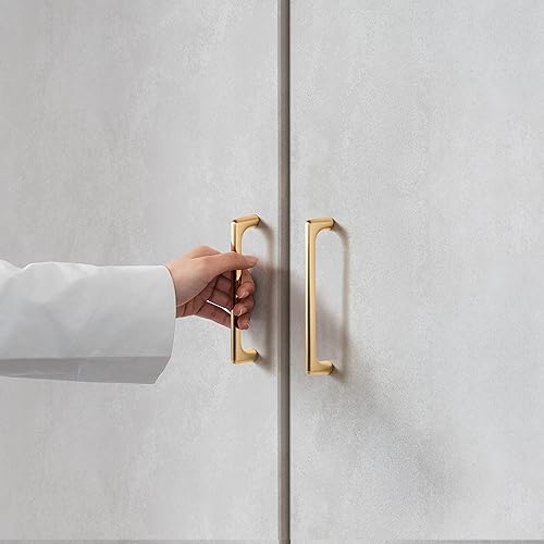 Miniatura 3 de Goo-Ki Tirador de gabinete de aleación de zinc de latón cepillado, manija de gabinete de estilo moderno y minimalista para cajón, aparador, armario