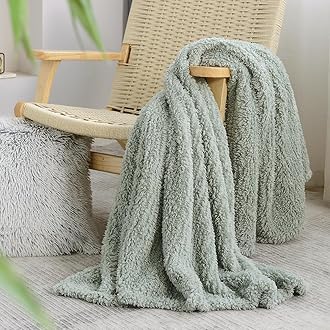 Ultra Soft Cozy Sherpa Throw Blanket, Light Weight Warm Decorative Boho Style Plush Throw Blanket Cover for Couch, Sofa, Bedroom,Travel, Outdoor, 60”x80”, Sage Green