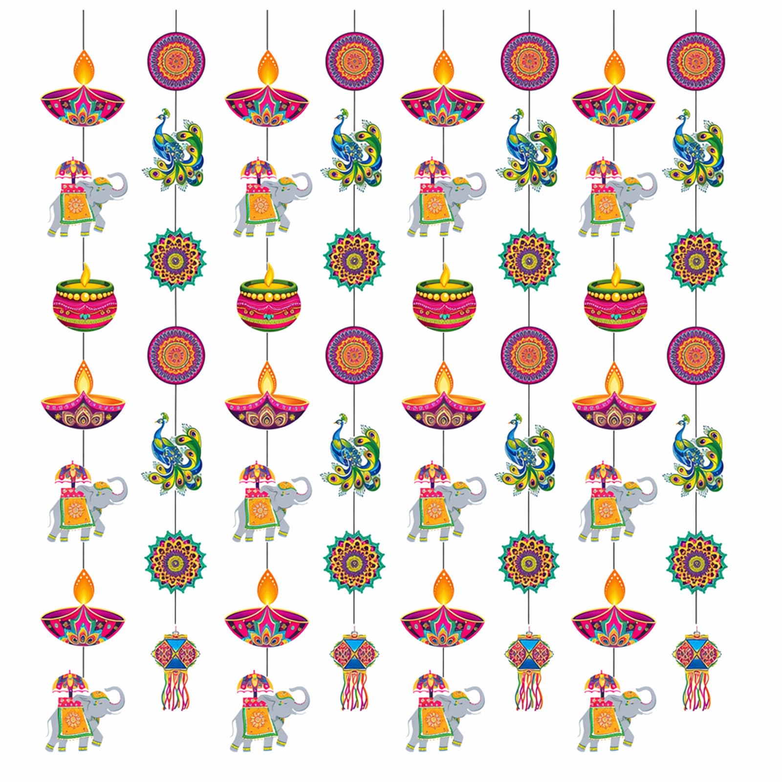 8 Pcs Happy Diwali Decorations Hanging Garlands, 110cm Each