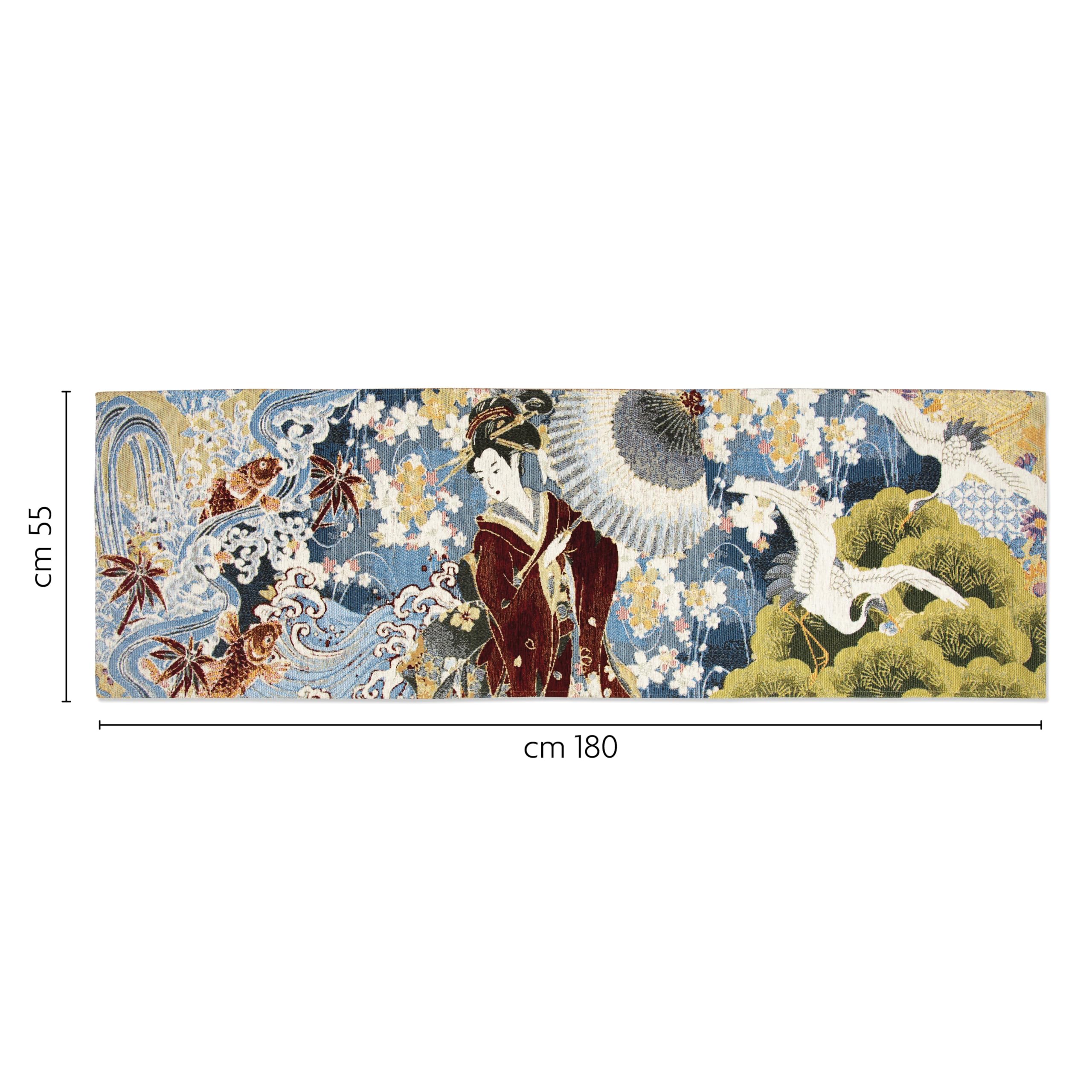 Excelsa Living Tappeto Passatoia da Arredo, Multicolo, Tessuto Jacquard, Poliestere Ciniglia Cotone, Antiscivolo, per Cucina e Bagno (Kimono, 180 x 55 Cm.)