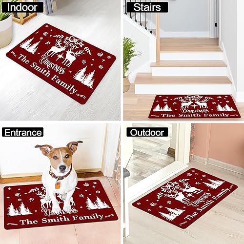 Miniatura 4 de Differ More Tapetes de puerta personalizados de bienvenida de Navidad para puerta delantera, tapete de invierno personalizado con nombre de la