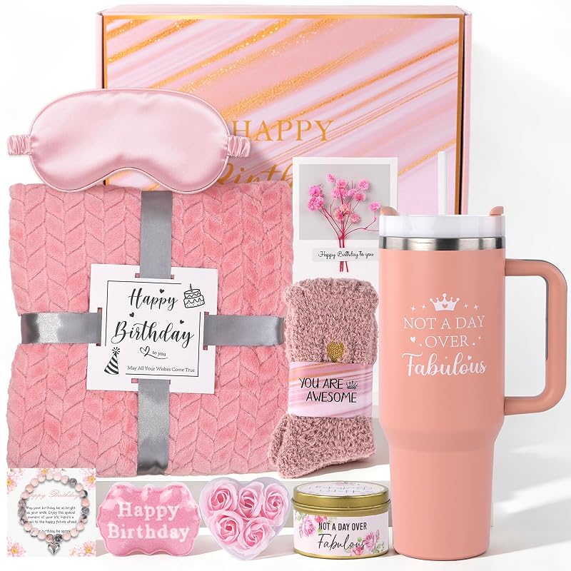 Ithmahco Conjunto de Presente de Aniversário Rosa com Itens de Banho e Acessórios