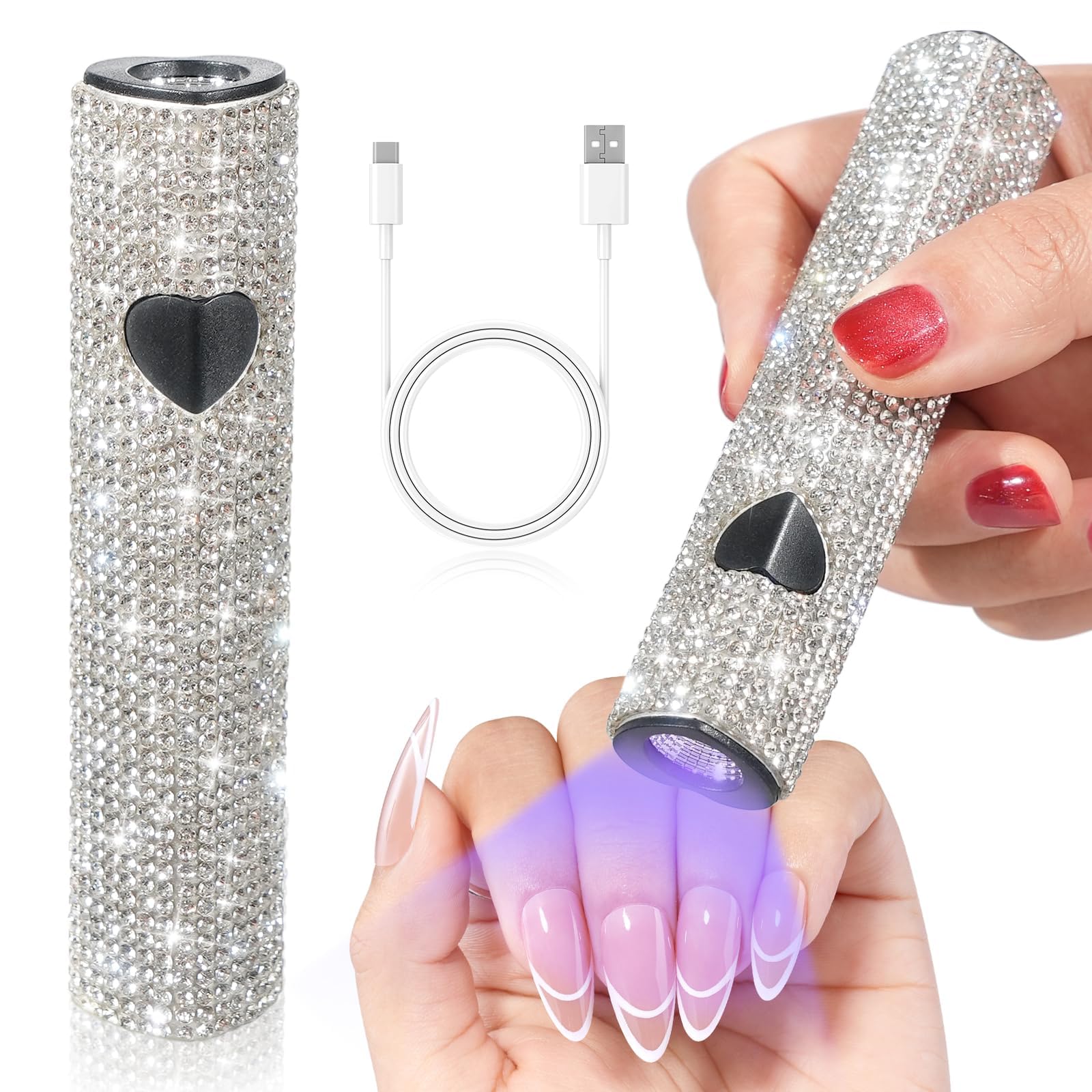 CHRISTINE SHELLY UV Light for Gel Nails, Handheld UV Nail Lamp, Portable LED Nail Lamp, Mini Nail Dryer, USB Nail Light for Fast Curing