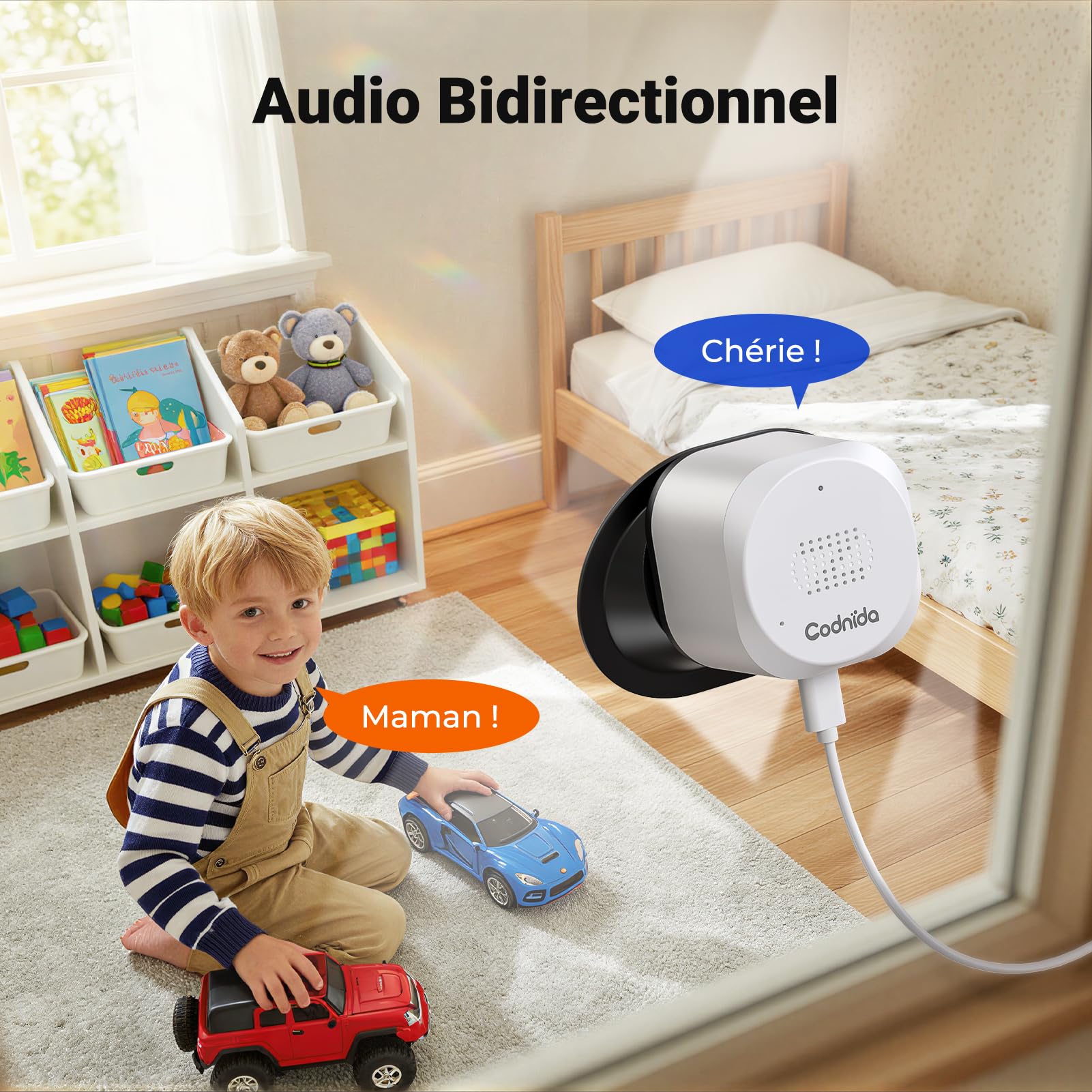 Caméra Magnétique pour Fenêtre 2K Sans Perçage, Surveillance Wi-Fi 2,4/5 GHz Intérieur, Vision Nocturne Couleur Starlight, Détection Personnes, Enregistrement 24/7
