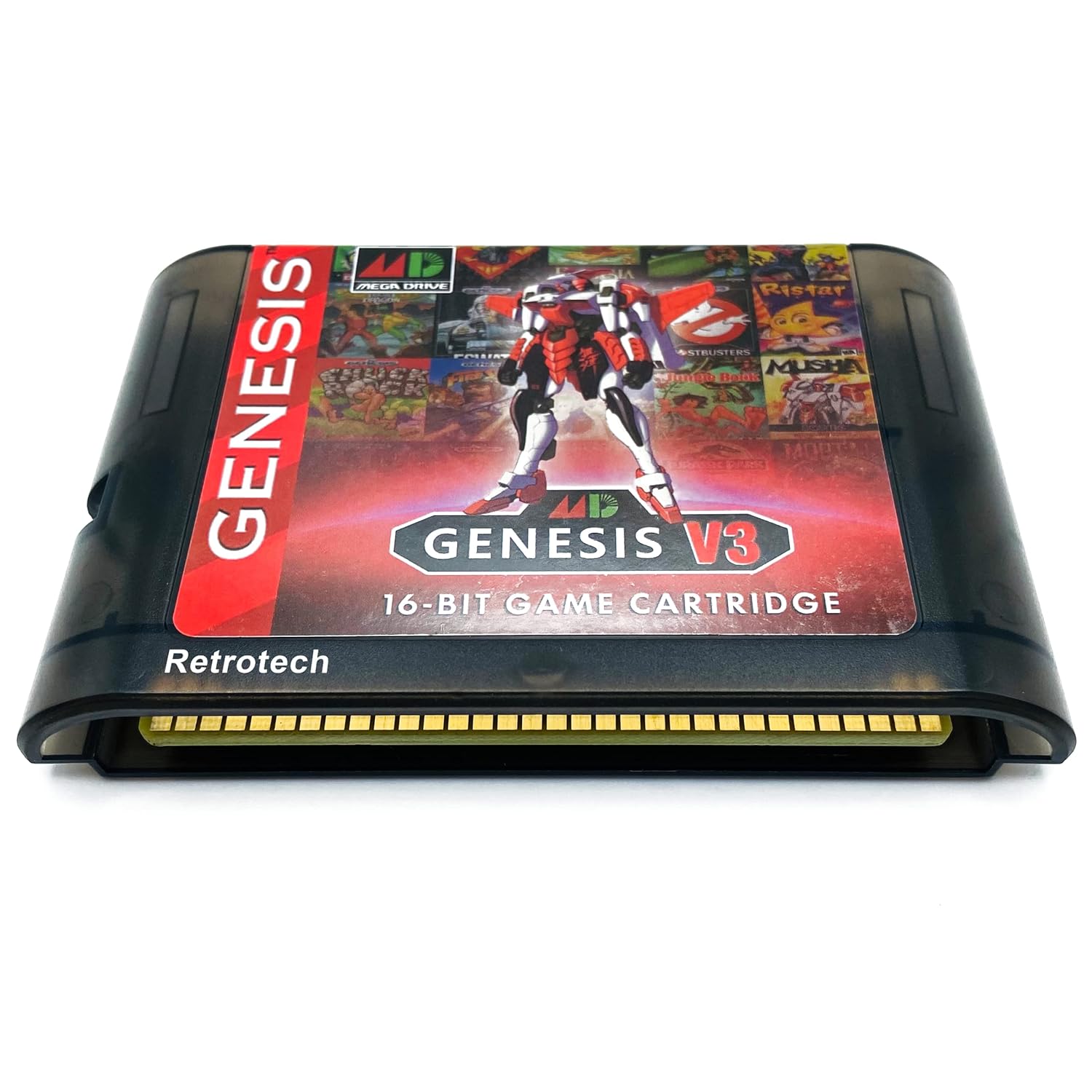 Retrotech Super 1200 In 1 V3 Pro Game Cartridge For Sega Genesis And MegaDrive Console - Clear Black, Includes Retrotech Printed Instructions - Image 6