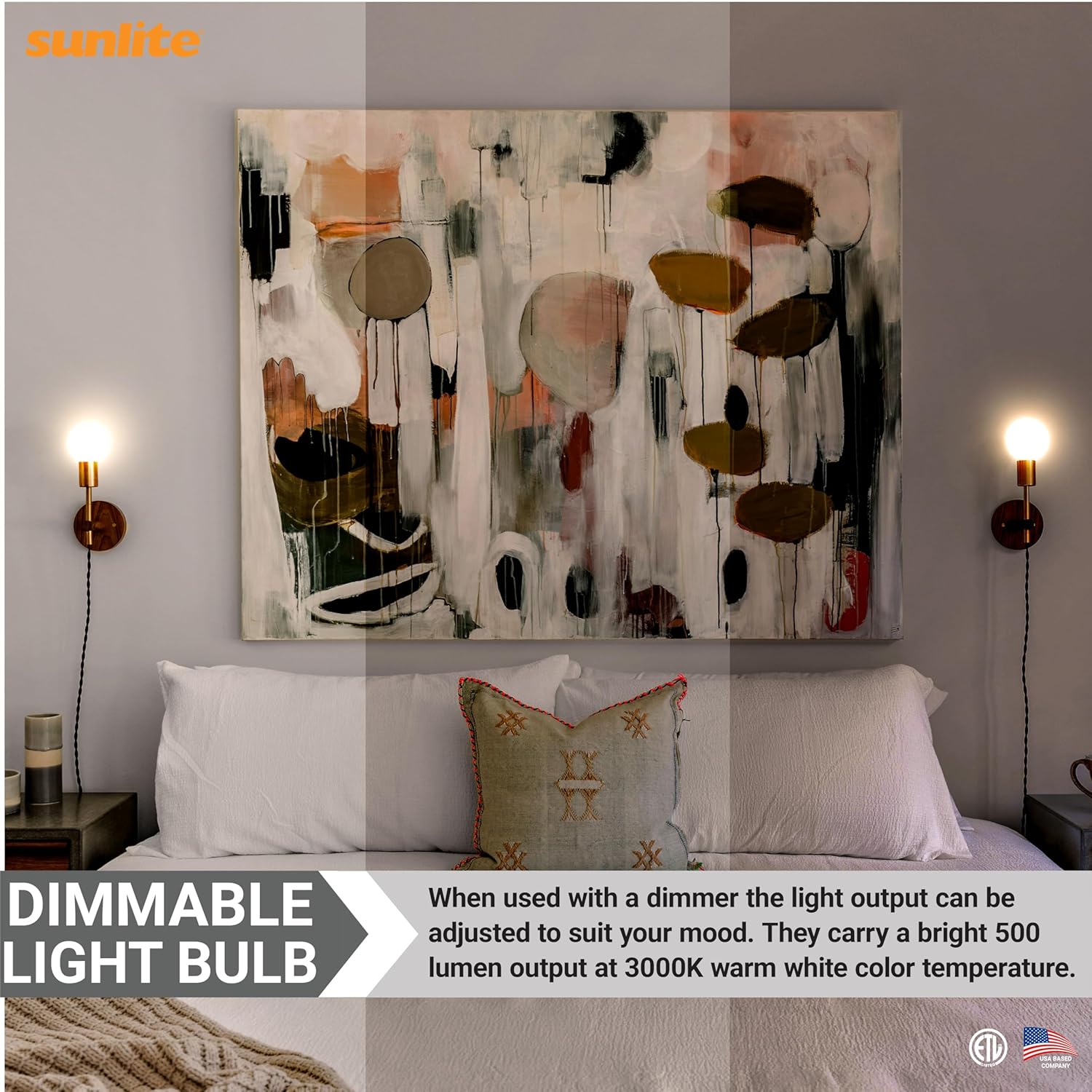 Sunlite G16 LED Dimmable Decorative Globe Vanity Light Bulbs, Frosted, 7W (60W Equiv.), 500 Lumens, Medium E26 Base, Mirror Lights for Bedroom and Bathroom, 120V, ETL Listed, 3000K Warm White, 6 Pack