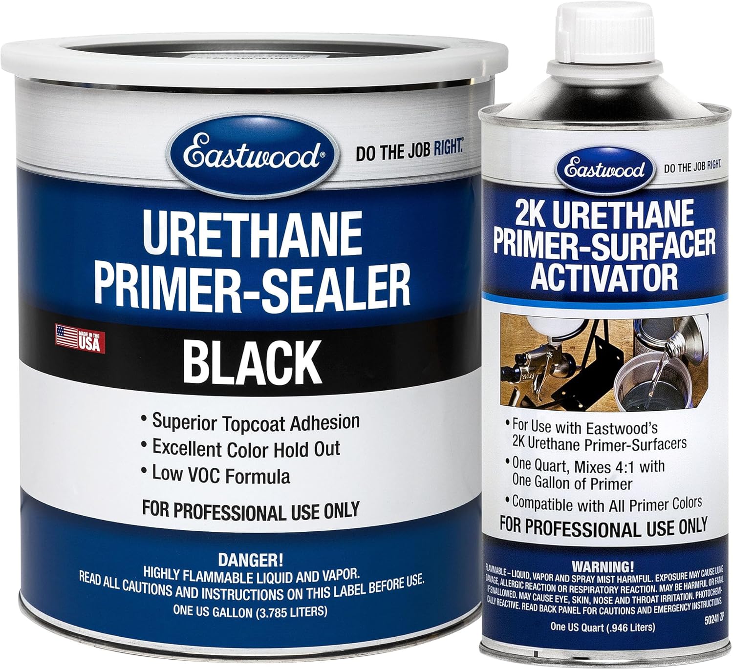 Eastwood Urethane Automotive Spray Paint Primer Sealer and Activator Kit | Gray