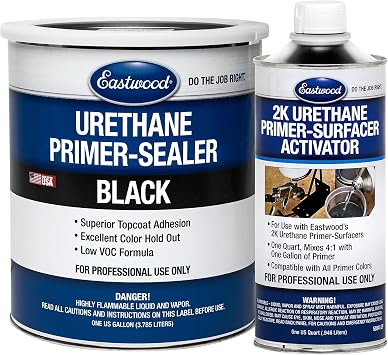 Eastwood Urethane Automotive Spray Paint Primer Sealer and Activator Kit | Black