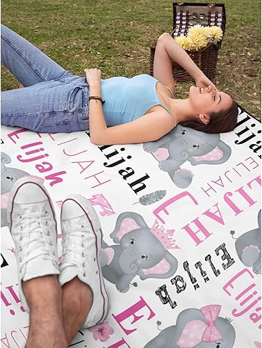 Miniatura 7 de Avalokitesvara Manta personalizada con nombre de elefante para bebés, niños y niñas con nombre, regalos de cumpleaños personalizados para niños,