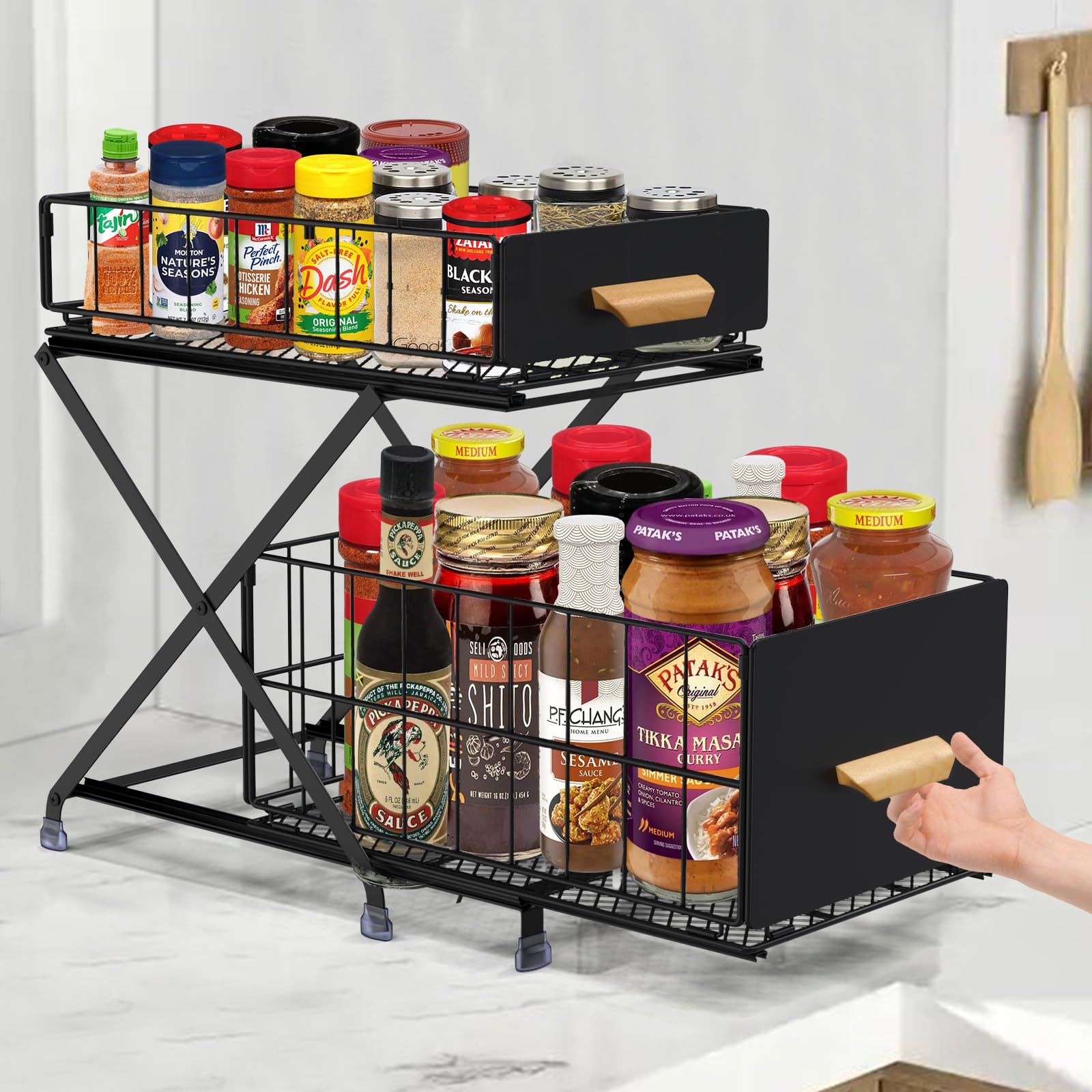 Photo 1 of MixcMax Kitchen Organizers, 2 Tier Kitchen Countertop Organizer, Counter Organizer, 3 Height Adjustable Metal Bathroom Countertop Organizer for Kitchen, Pantry, Vanity, Bedroom