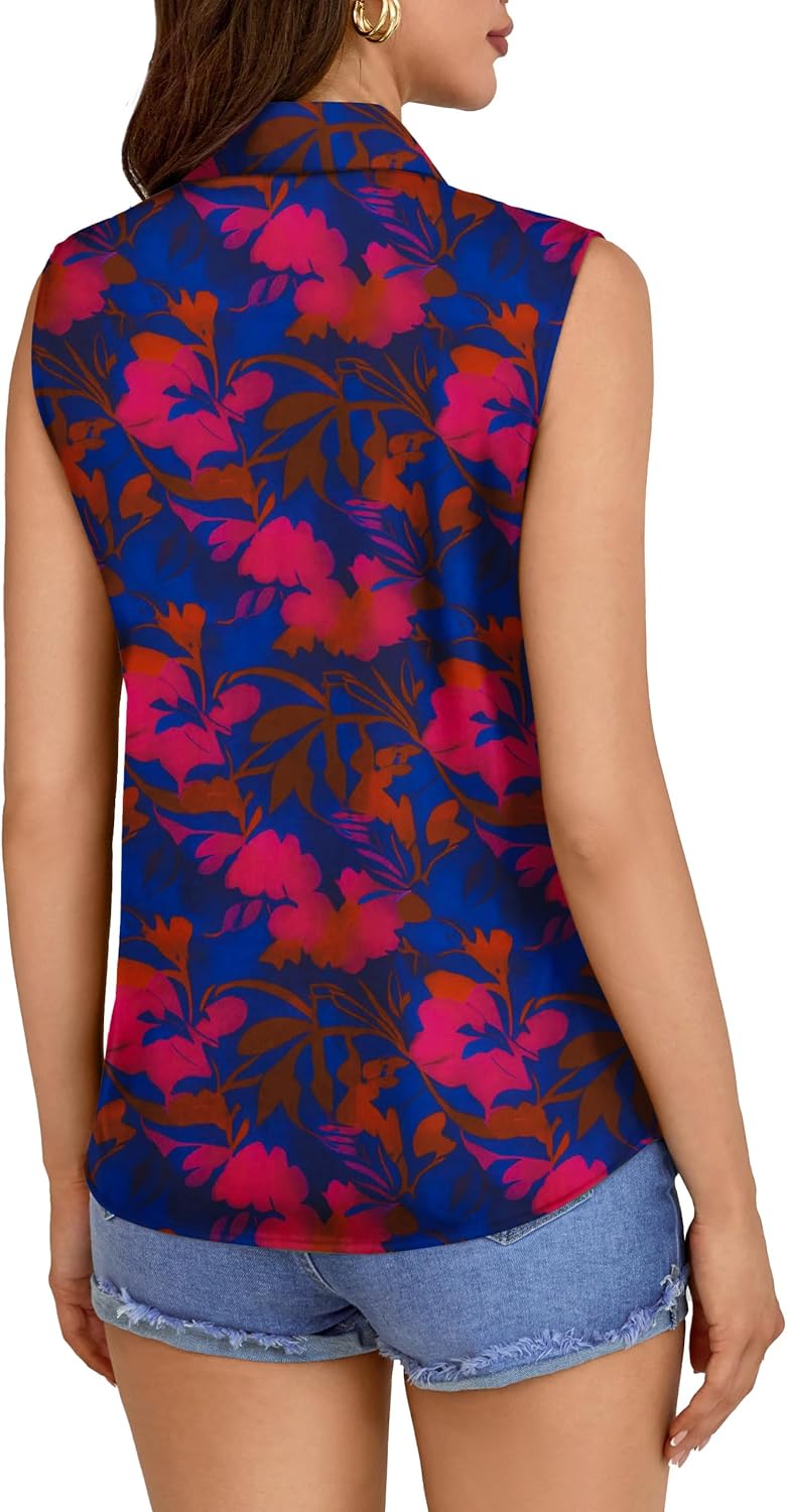 COUXILY Wrinkle-Free & Non-Iron Women's Sleeveless Button Down Shirts Blouses with Mulberry Silk Tank Casual Work Tops - Image 4