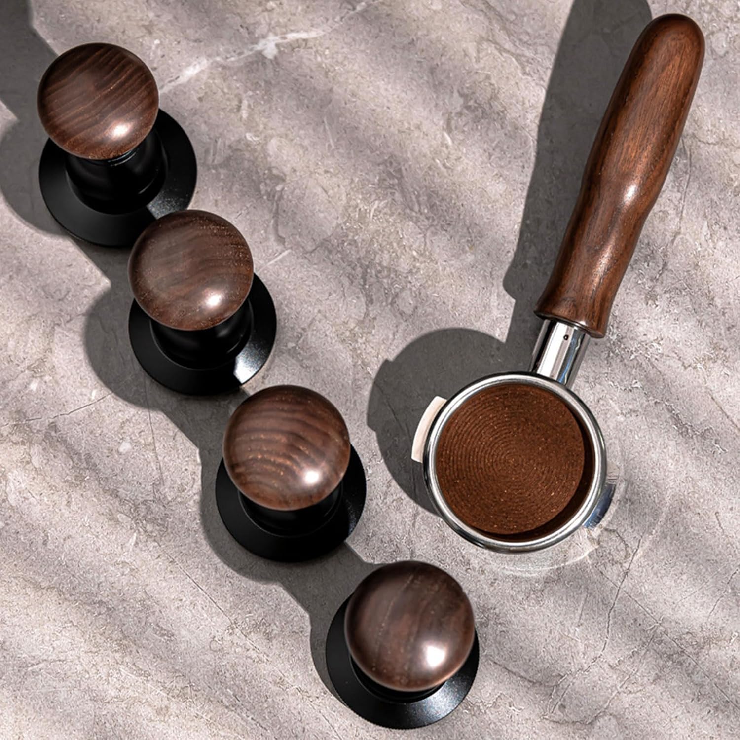51/53/58mm Espresso Tamper Pressure Coffee for Espresso Machine Stainless Steel Base Wood Handle Coffee Press