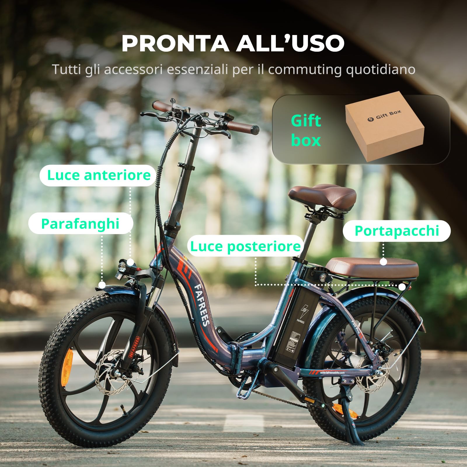 Fafrees Bici Elettrica Pieghevole 36V/20Ah Batteria Rimovibile Bicicletta Elettrica, 20"×3.0 Fat Tire, 7 Velocità, Autonomia di 70-150km Fat Bike Ebike per Adulti, con Schermo LCD