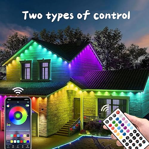 Miniatura 8 de Luces RGB permanentes para exteriores, impermeables, luces LED inteligentes con aplicacióncontrol remoto, impermeable IP67 para Navidad y todas