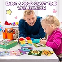 Vista 7 de Caydo Kit de punto de cruz 8 en 1 para principiantes y niños, incluye 8 lienzos de plástico con patrones previos, 13 hilos