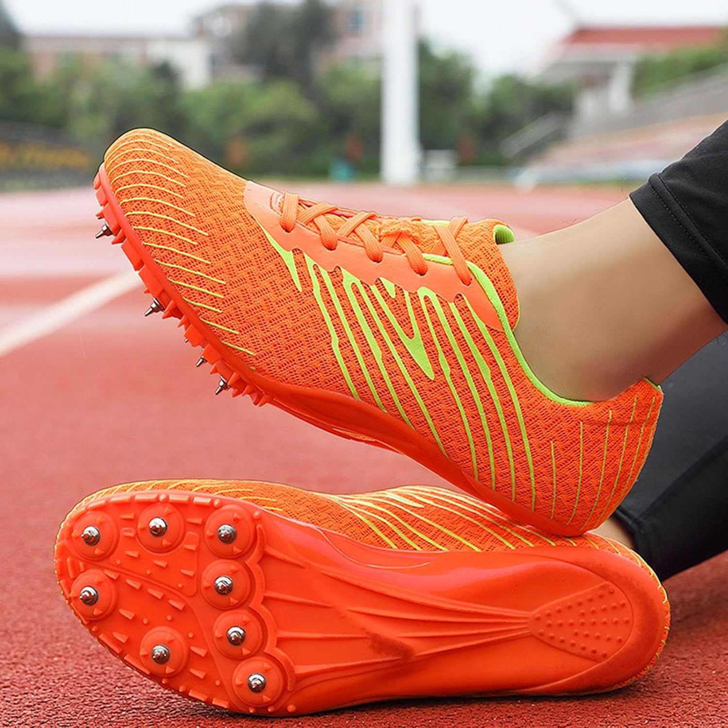 New Track and Field Shoes for Men Professional Sprint Jumping Sneakers Lightweight 8 Spikes 100-400 Meter Running Racing Shoes