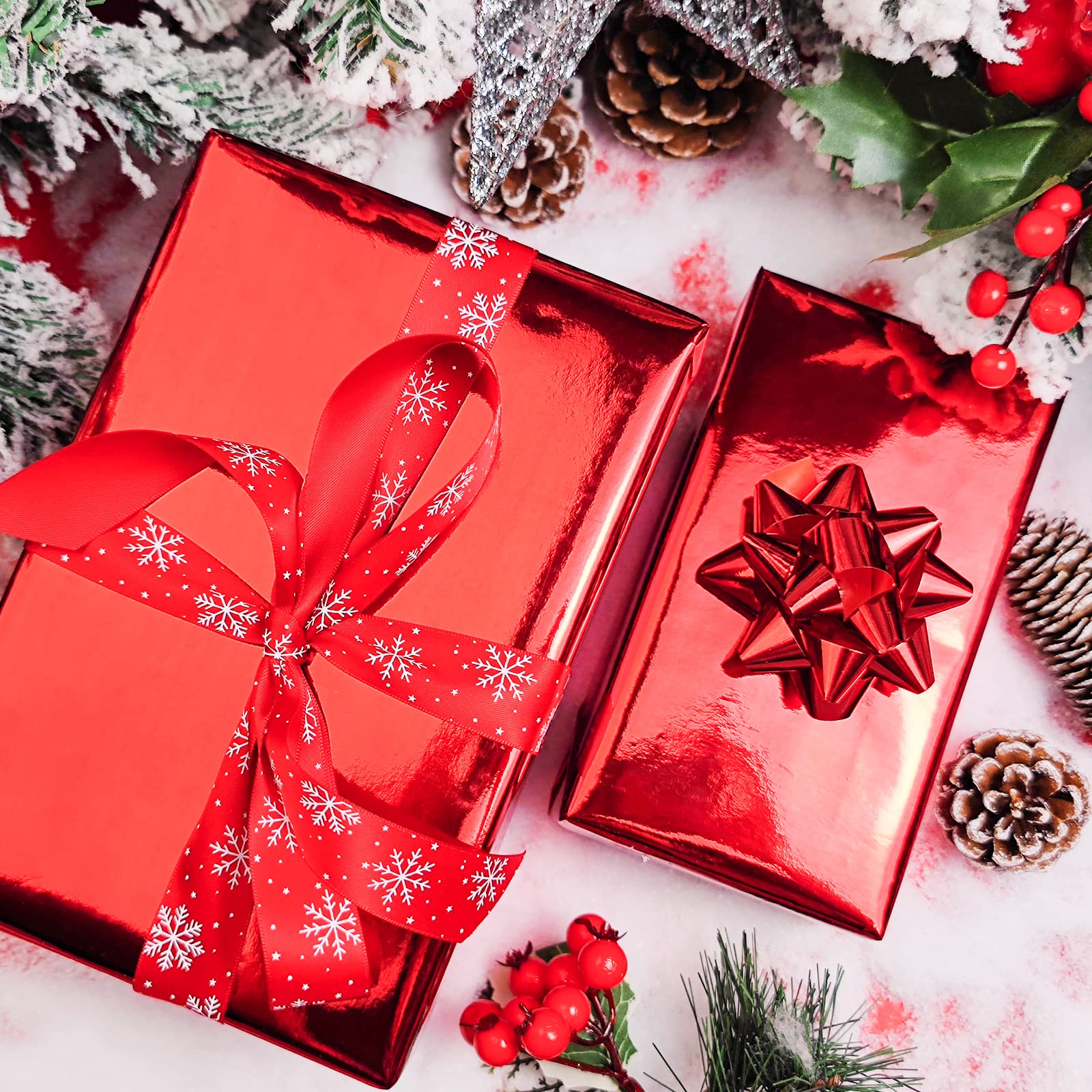 Silver Wrapping Paper Roll Christmas Wrapping Paper 4-Roll Set - Metallic  Silver Foil With Cut Lines, 30x10 Feet Each Wrapping Papper, image size:1600x1600