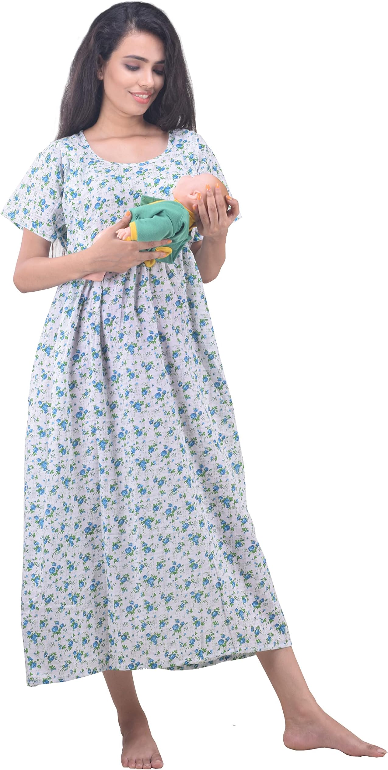 CLYMAAWoman Pure Cotton Maternity Gown/Maternity wear/Feeding Nighty