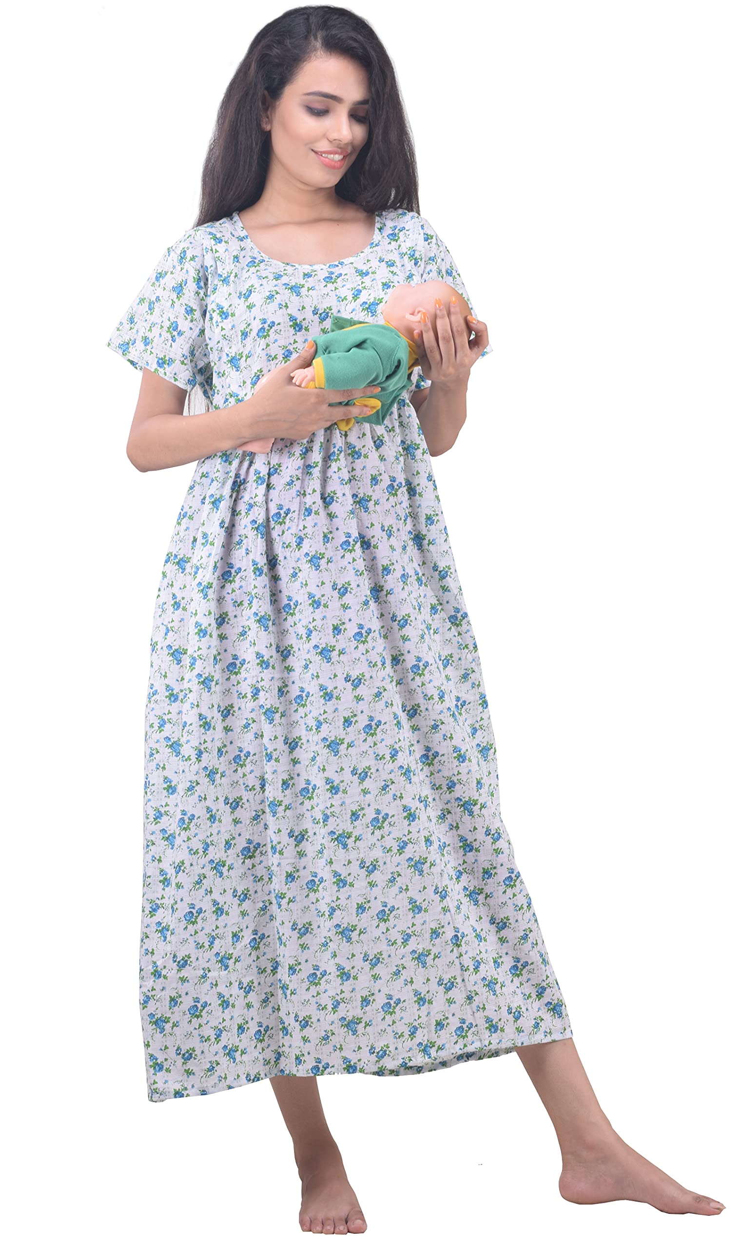 CLYMAAWoman Pure Cotton Maternity Gown/Maternity wear/Feeding Nighty