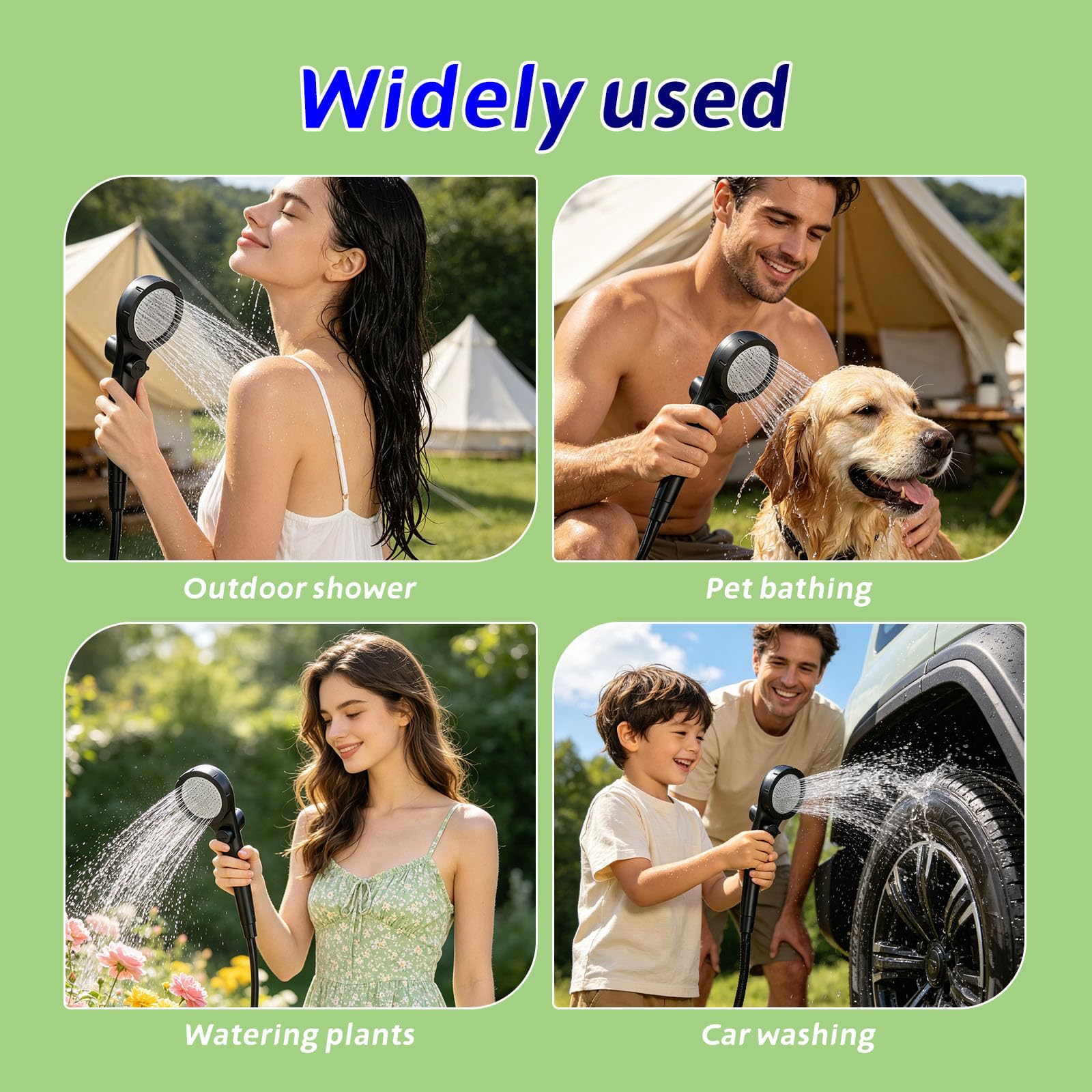 Doccia da Campeggio Portatile con Display LED – Pompa, Soffione, Impermeabilità IPX7 per Esterno, Giardino, Spiaggia, Auto, Animali