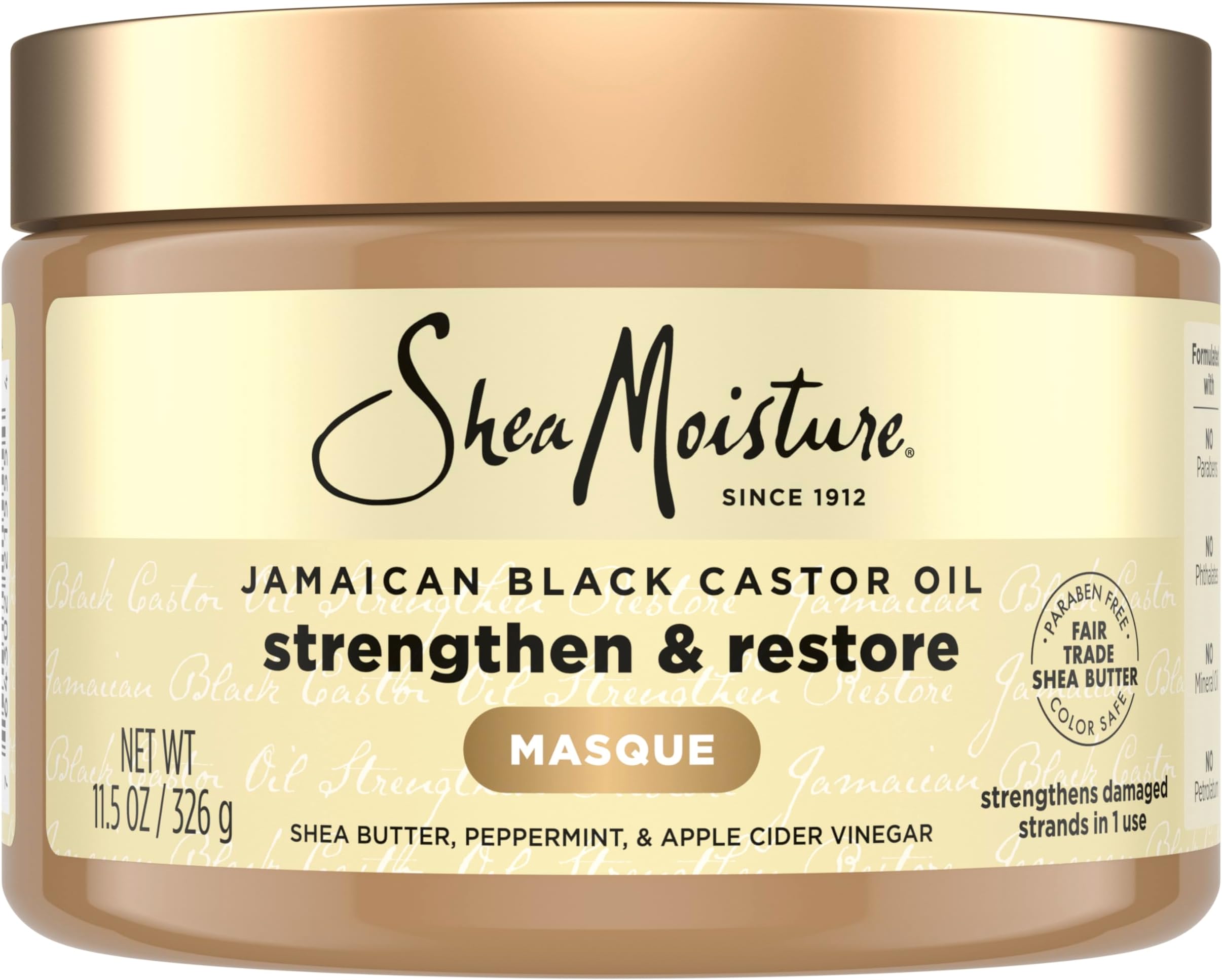 SheaMoisture Jamaican Black Castor Oil Treatment Masque Jamaican Black Castor Oil For Dry Hair Paraben Free Hair Mask 11.5 oz