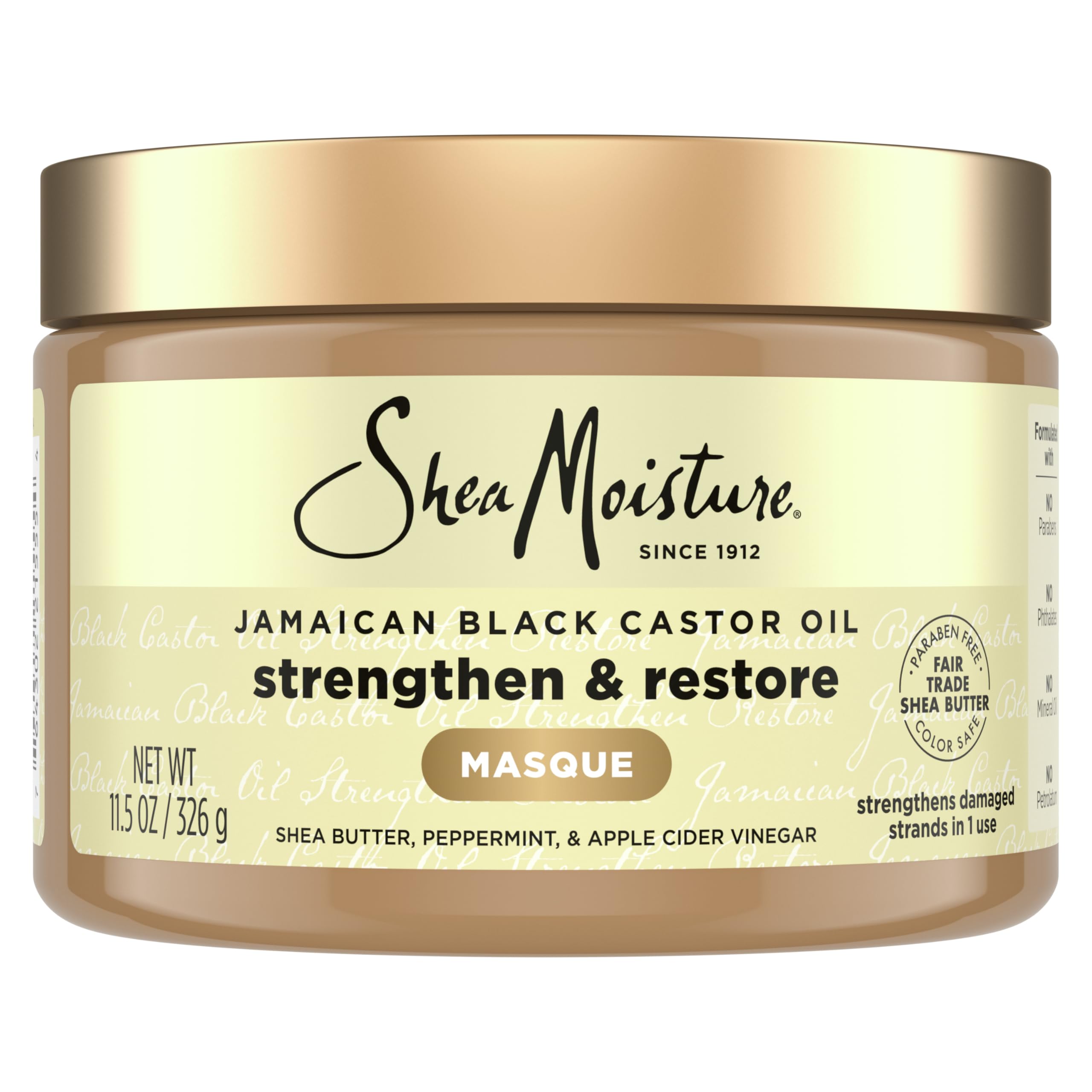 SheaMoisture Jamaican Black Castor Oil Treatment Masque For Dry Hair Jamaican Black Castor Oil Paraben Free Hair Mask 11.5 oz..