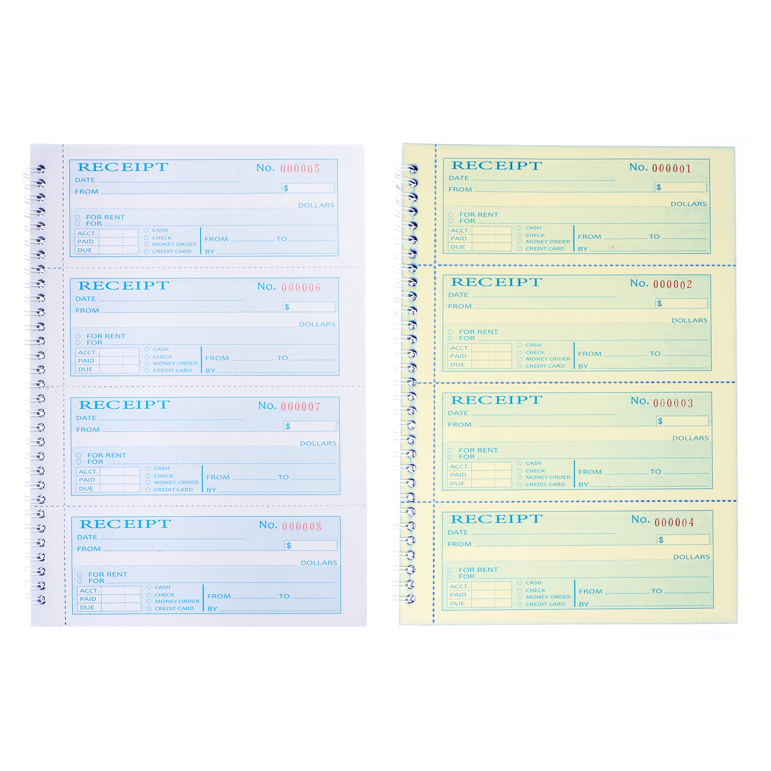 Single Book,Money Rent Receipt Book,7.9x11.22 Inches,2 Part Carbonless,Cash Receipt Book,200 Sets per Book,4 Receipts per Page - Image 3